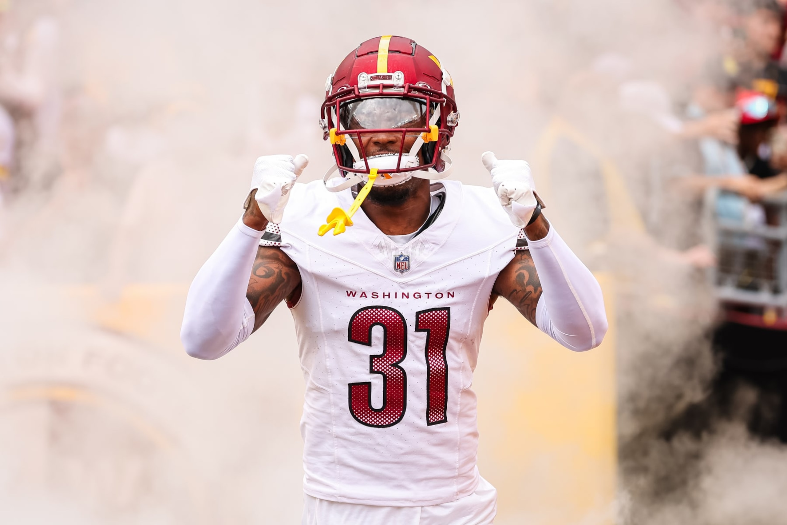 LANDOVER, MD - SEPTEMBER 10: Kamren Curl #31 of the Washington Commanders takes the field before the game against the Arizona Cardinals at FedExField on September 10, 2023 in Landover, Maryland. (Photo by Scott Taetsch/Getty Images)