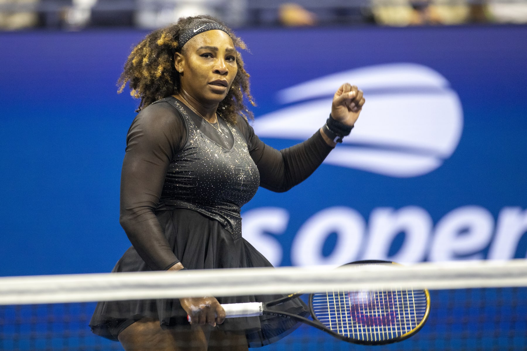 NEW YORK, USA, September 02:    Serena Williams of the United States in action against Ajla Tomljanovic of Australia on Arthur Ashe Stadium in the Women's Singles third round match during the US Open Tennis Championship 2022 at the USTA National Tennis Centre on September 2nd 2022 in Flushing, Queens, New York City.  (Photo by Tim Clayton/Corbis via Getty Images)