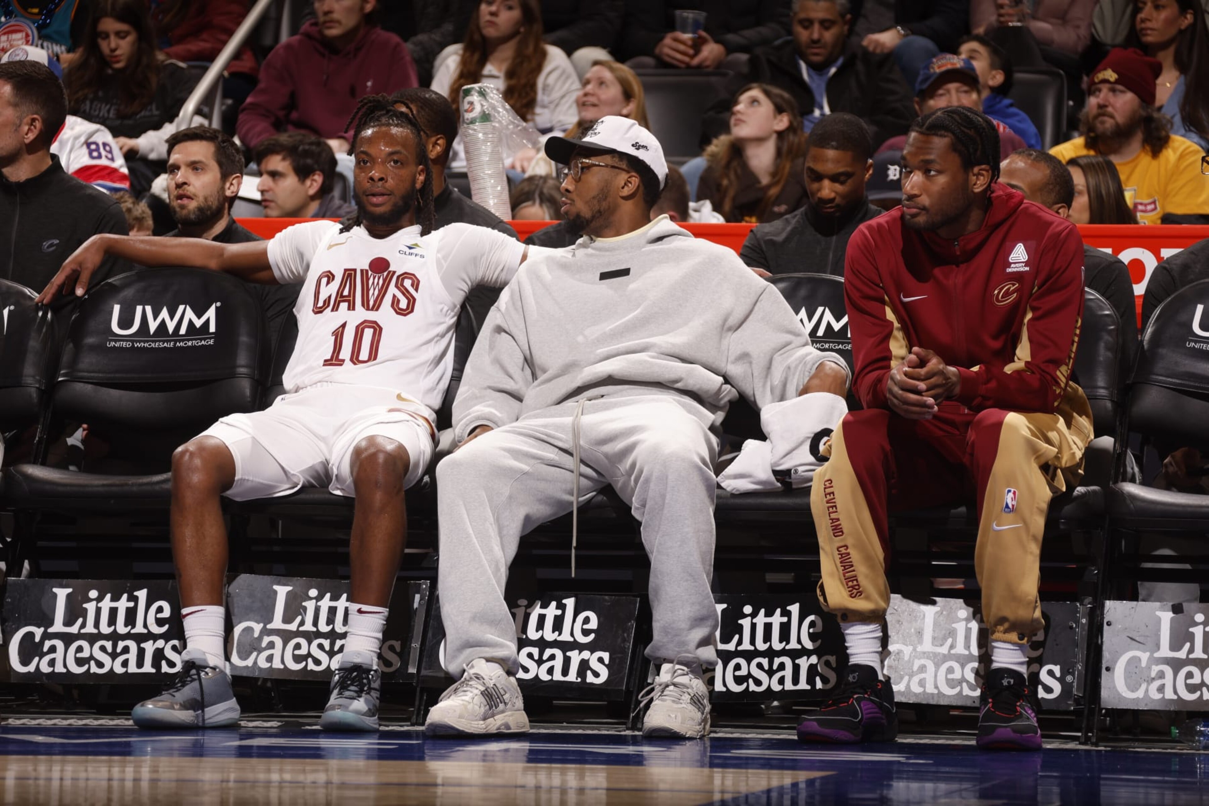 DETROIT, MI - MARCH 1: Donovan Mitchell #45 of the Cleveland Cavaliers during the game against the Detroit Pistons on March 1, 2024 at Little Caesars Arena in Detroit, Michigan. NOTE TO USER: User expressly acknowledges and agrees that, by downloading and/or using this photograph, User is consenting to the terms and conditions of the Getty Images License Agreement. Mandatory Copyright Notice: Copyright 2024 NBAE (Photo by Brian Sevald/NBAE via Getty Images) DETROIT, MI - MARCH 1: Donovan Mitchell #45 of the Cleveland Cavaliers during the game against the Detroit Pistons on March 1, 2024 at Little Caesars Arena in Detroit, Michigan. NOTE TO USER: User expressly acknowledges and agrees that, by downloading and/or using this photograph, User is consenting to the terms and conditions of the Getty Images License Agreement. Mandatory Copyright Notice: Copyright 2024 NBAE (Photo by Brian Sevald/NBAE via Getty Images)