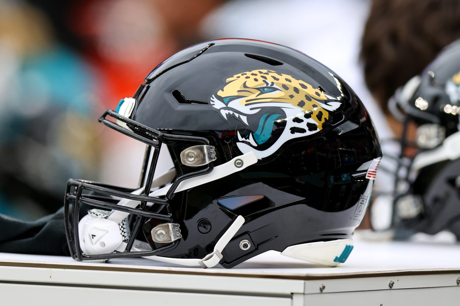 CLEVELAND, OH - DECEMBER 10: A Jacksonville Jaguars helmet on the sideline during the second quarter of the National Football League game between the Jacksonville Jaguars and Cleveland Browns on December 10, 2023, at Cleveland Browns Stadium in Cleveland, OH. (Photo by Frank Jansky/Icon Sportswire via Getty Images)