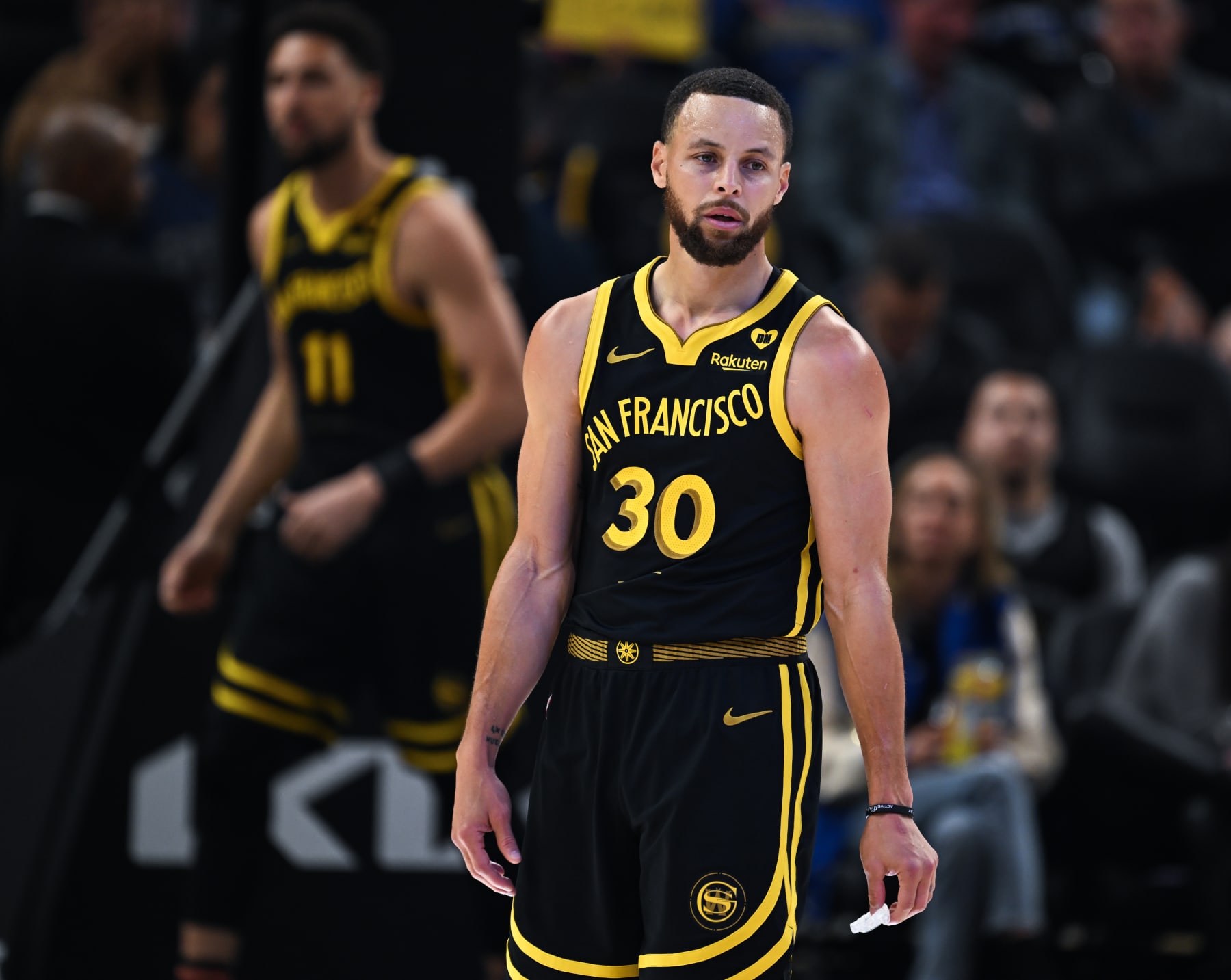 SAN FRANCISCO, CA - MARCH 7: Stephen Curry (30) of Golden State Warriors is seen during NBA game between Chicago Bulls and Golden State Warriors at the Chase Center on March 7, 2024 in San Francisco, California, United States. (Photo by Tayfun Coskun/Anadolu via Getty Images)