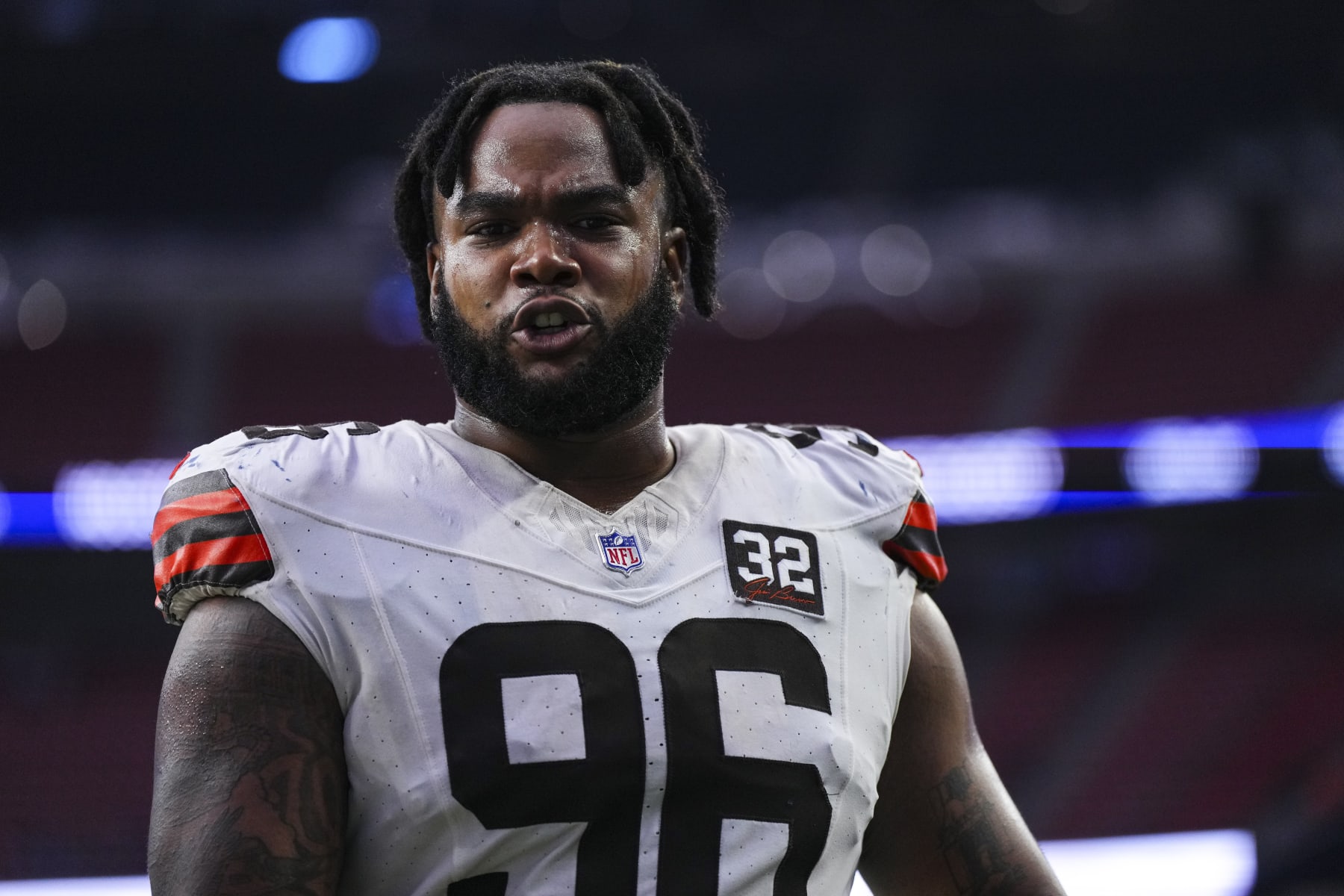 HOUSTON, TX - DECEMBER 24: Jordan Elliott #96 of the Cleveland Browns walks off of the field after an NFL football game against the Houston Texans at NRG Stadium on December 24, 2023 in Houston, Texas. (Photo by Cooper Neill/Getty Images) HOUSTON, TX - DECEMBER 24: Jordan Elliott #96 of the Cleveland Browns walks off of the field after an NFL football game against the Houston Texans at NRG Stadium on December 24, 2023 in Houston, Texas. (Photo by Cooper Neill/Getty Images)