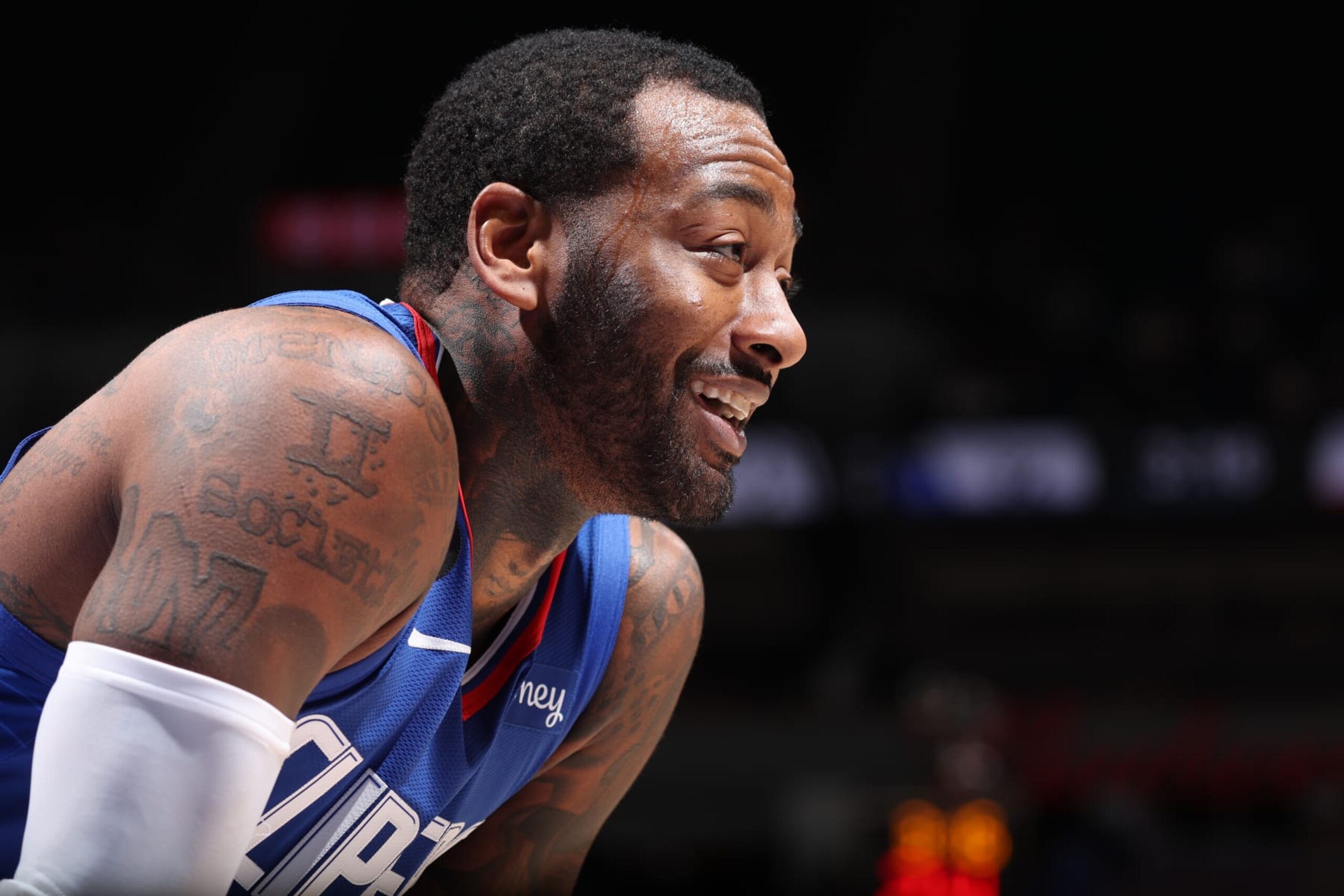 MINNEAPOLIS, MN -  JANUARY 6: John Wall #11 of the LA Clippers smiles during the game against the Minnesota Timberwolves on January 6, 2023 at Target Center in Minneapolis, Minnesota. NOTE TO USER: User expressly acknowledges and agrees that, by downloading and or using this Photograph, user is consenting to the terms and conditions of the Getty Images License Agreement. Mandatory Copyright Notice: Copyright 2023 NBAE (Photo by David Sherman/NBAE via Getty Images)