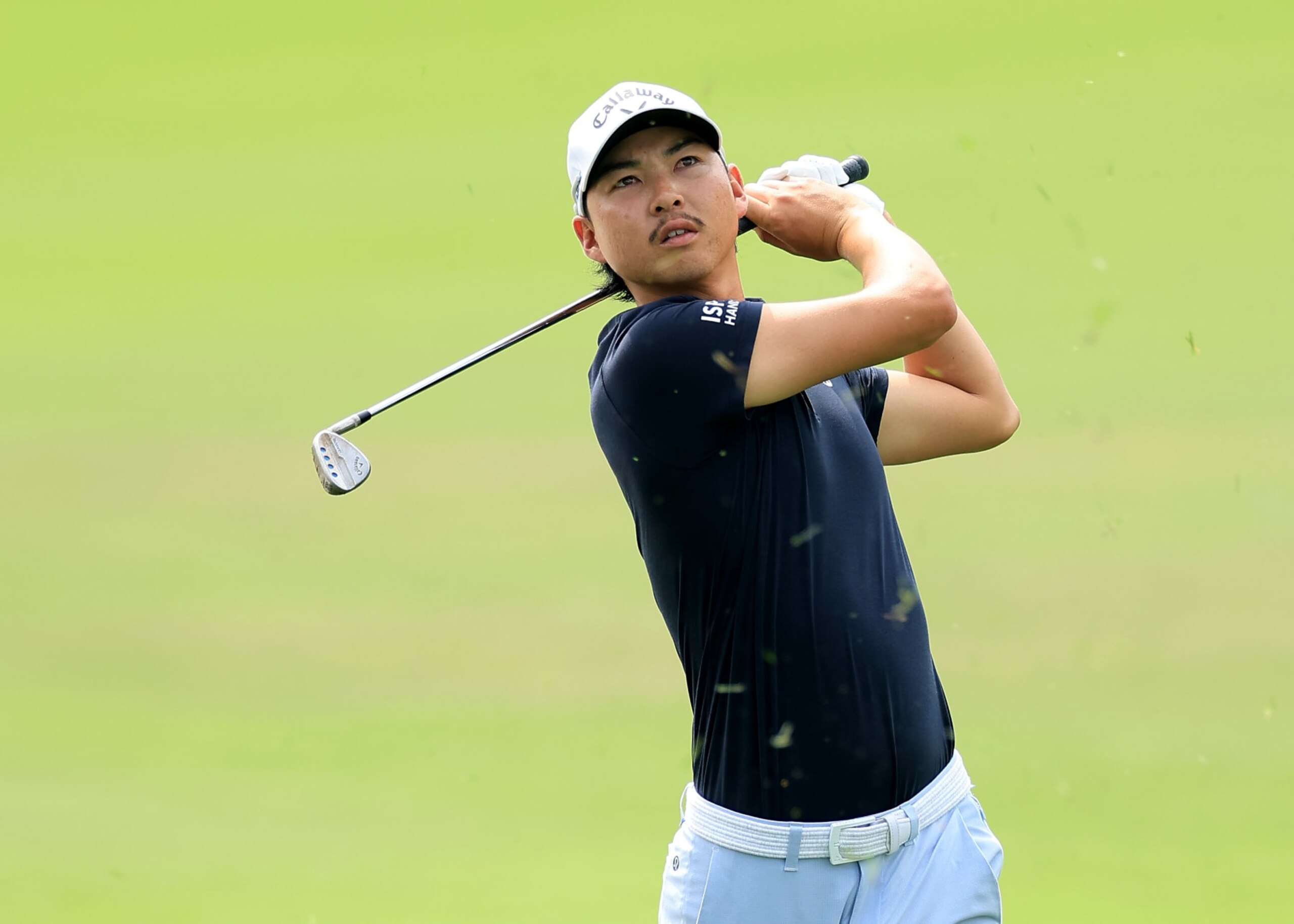 ORLANDO, FLORIDA - MARCH 09: Min Woo Lee of Australia plays his second shot on the first hole during the third round of the Arnold Palmer Invitational presented by Mastercard at Arnold Palmer Bay Hill Golf Course on March 09, 2024 in Orlando, Florida. (Photo by David Cannon/Getty Images)