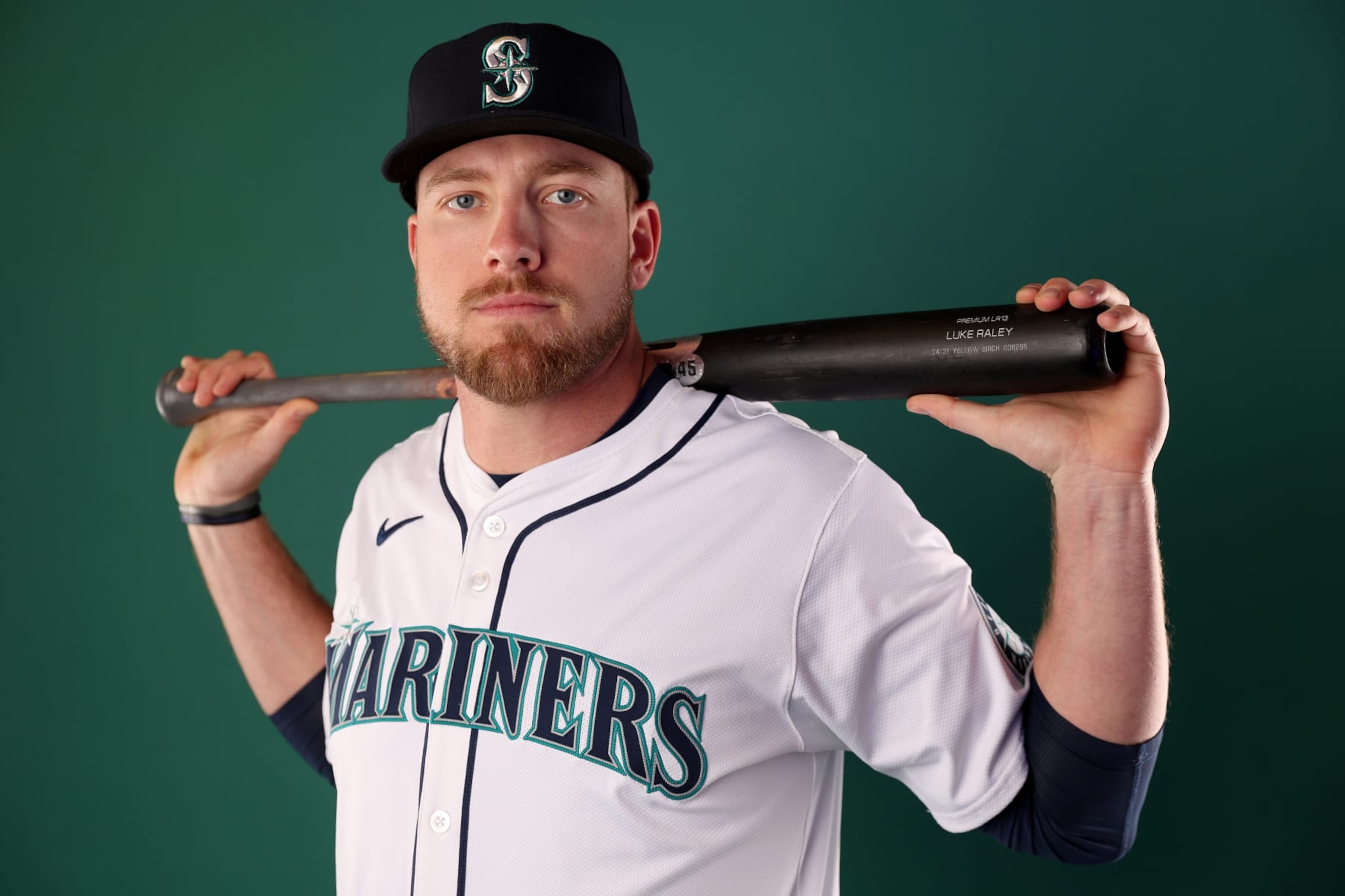 PEORIA, ARIZONA - FEBRUARY 23: Luke Raley of the Seattle Mariners poses for a portrait during photo day at the Peoria Sports Complex on February 23, 2024 in Peoria, Arizona. (Photo by Steph Chambers/Getty Images)