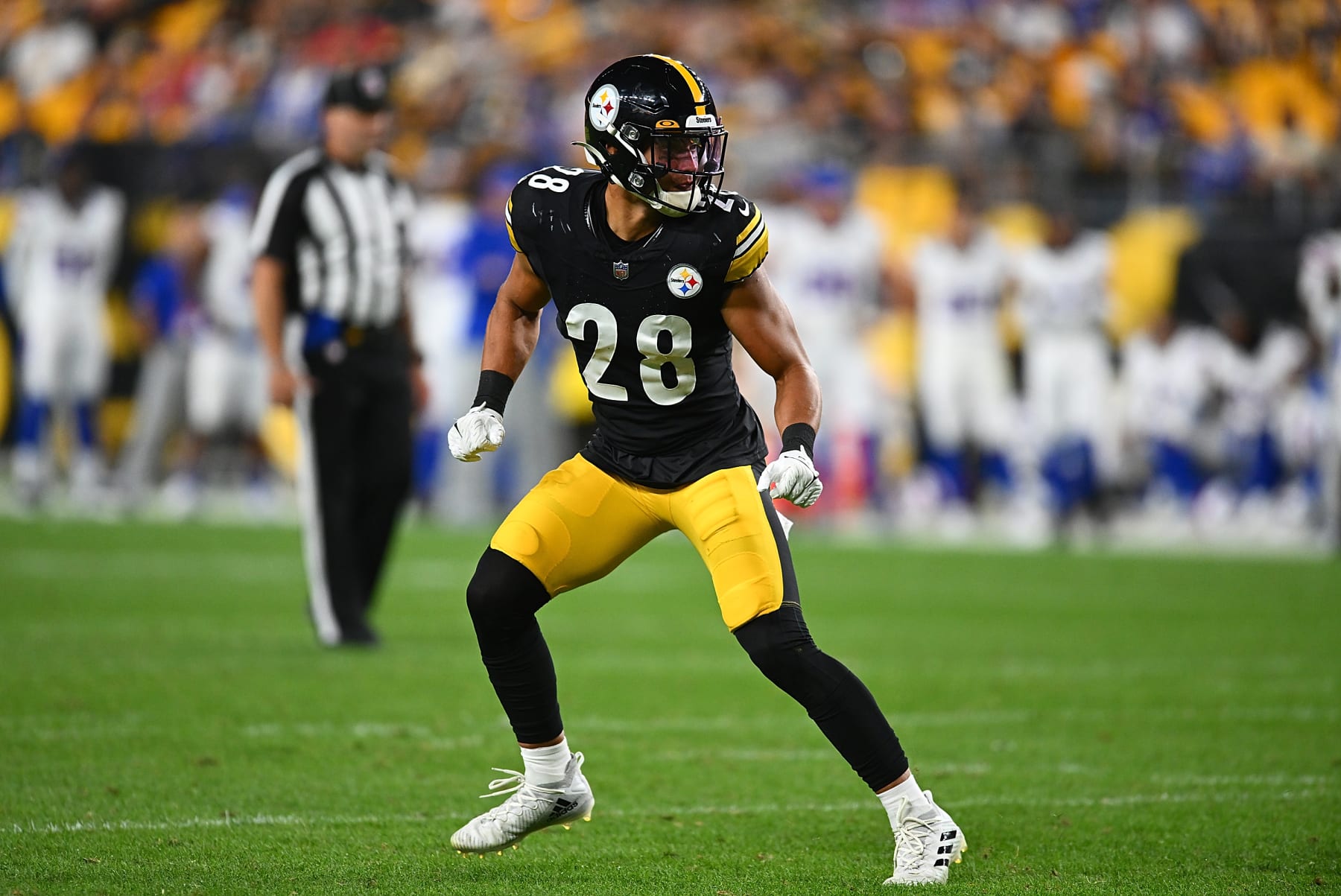 PITTSBURGH, PENNSYLVANIA - AUGUST 19: Miles Killebrew #28 of the Pittsburgh Steelers in action during the preseason game against the Buffalo Bills at Acrisure Stadium on August 19, 2023 in Pittsburgh, Pennsylvania. (Photo by Joe Sargent/Getty Images) PITTSBURGH, PENNSYLVANIA - AUGUST 19: Miles Killebrew #28 of the Pittsburgh Steelers in action during the preseason game against the Buffalo Bills at Acrisure Stadium on August 19, 2023 in Pittsburgh, Pennsylvania. (Photo by Joe Sargent/Getty Images)