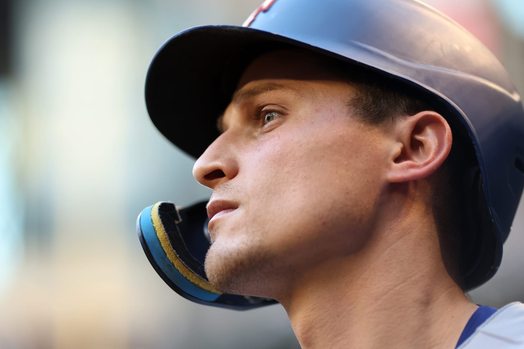 PHOENIX, ARIZONA - OCTOBER 31: Corey Seager #5 of the Texas Rangers waits in the on deck circle in the first inning against the Arizona Diamondbacks during Game Four of the World Series at Chase Field on October 31, 2023 in Phoenix, Arizona. (Photo by Christian Petersen/Getty Images)