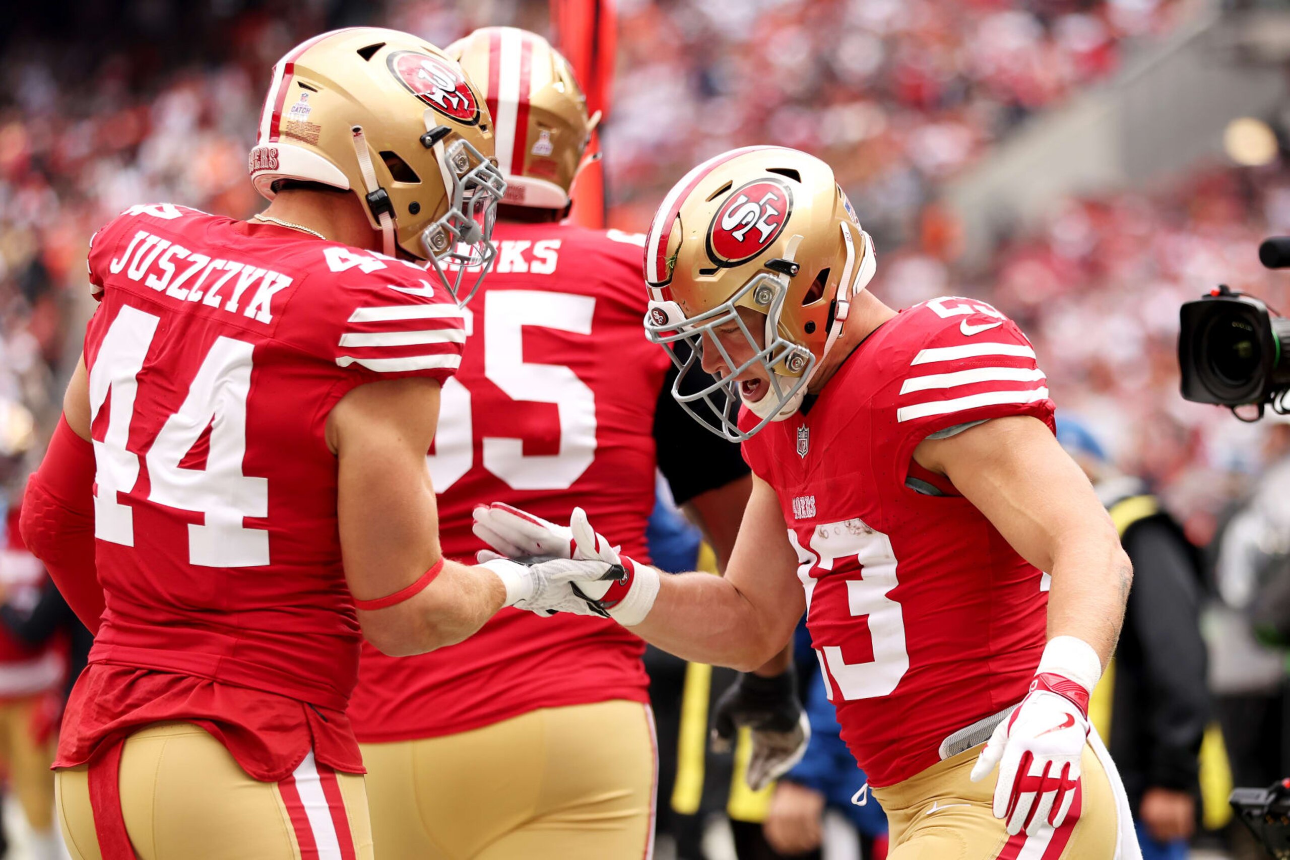 Kyle Juszczyk and Christian McCaffrey