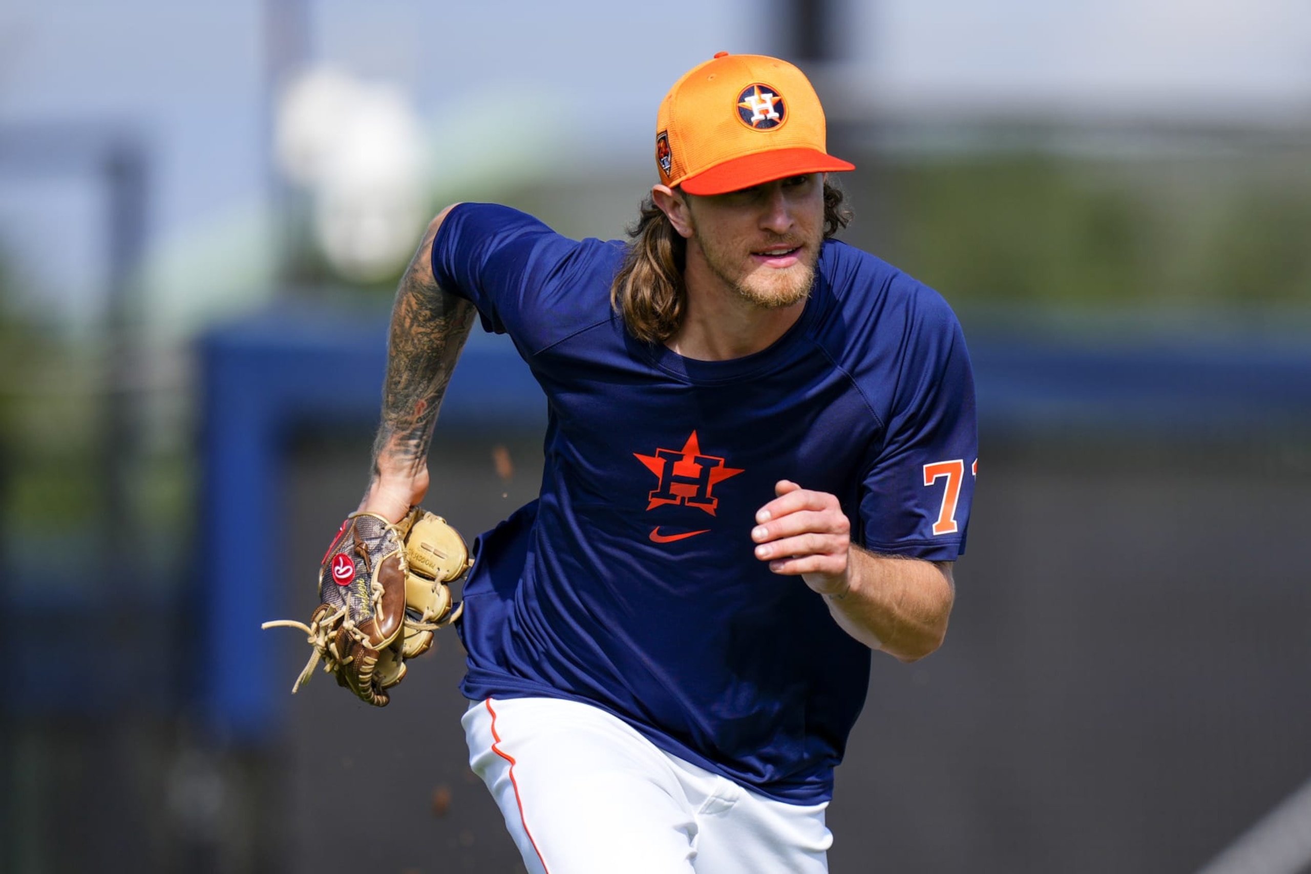 WEST PALM BEACH, FLORIDA - FEBRUARY 17: Josh Hader #71 of the Houston Astros trains during spring training workouts at CACTI Park of the Palm Beaches on February 17, 2024 in West Palm Beach, Florida. (Photo by Rich Storry/Getty Images)