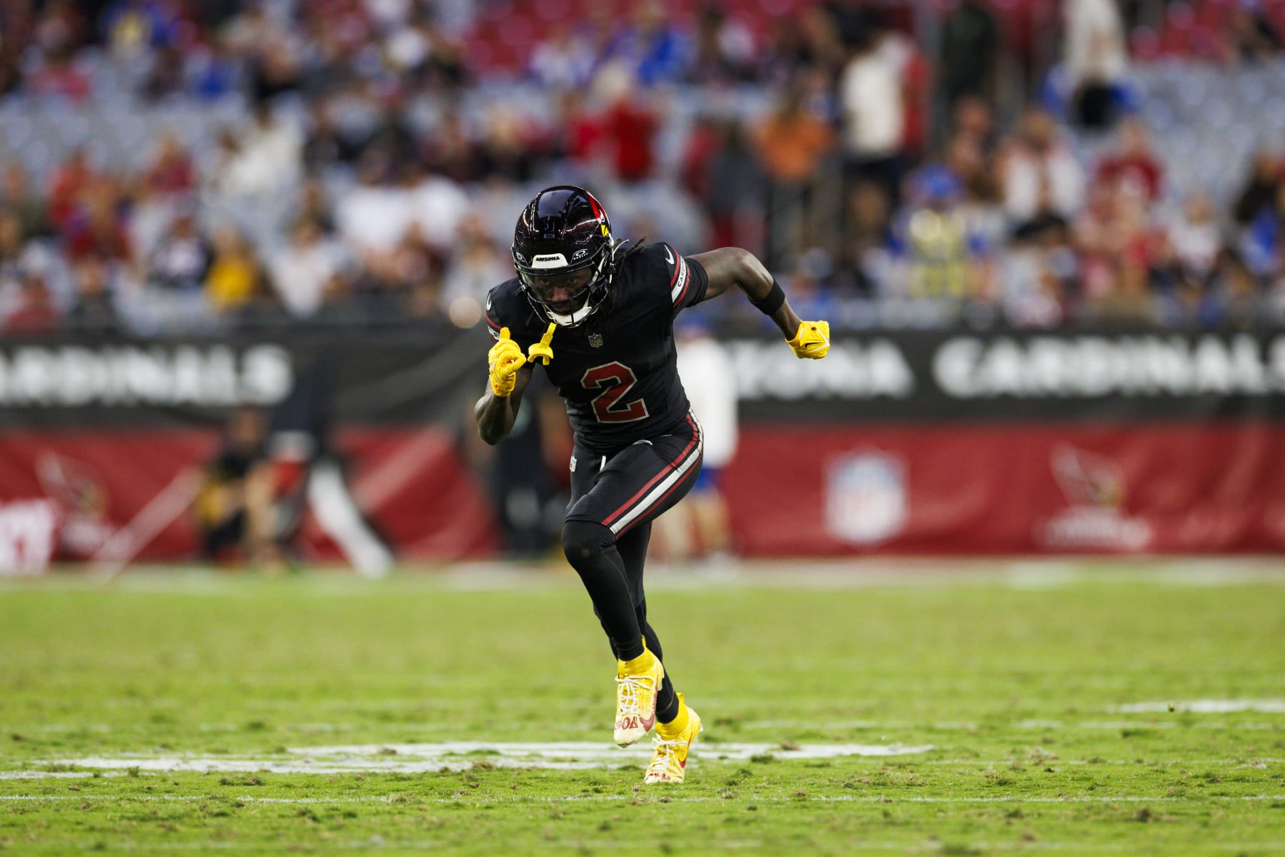 GLENDALE, ARIZONA - NOVEMBER 26: Marquise Brown #2 of the Arizona Cardinals runs a route during a game against the Los Angeles Rams at State Farm Stadium on November 26, 2023 in Glendale, Arizona. (Photo by Ric Tapia/Getty Images) GLENDALE, ARIZONA - NOVEMBER 26: Marquise Brown #2 of the Arizona Cardinals runs a route during a game against the Los Angeles Rams at State Farm Stadium on November 26, 2023 in Glendale, Arizona. (Photo by Ric Tapia/Getty Images)