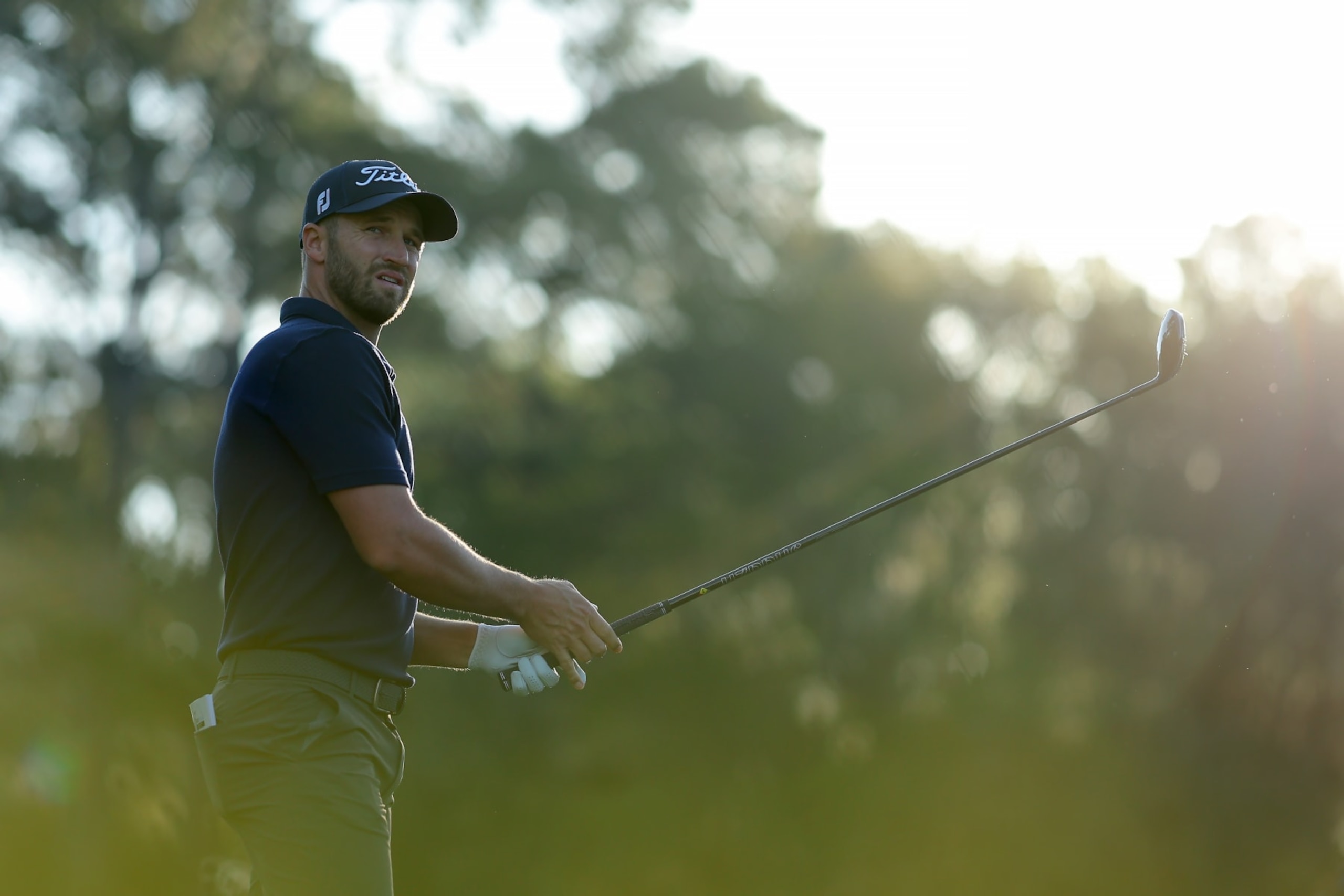 PONTE VEDRA BEACH, FLORIDA - MARCH 15: Wyndham Clark of the United States prepares for his shot on the tenth tee during the second round of THE PLAYERS Championship on the Stadium Course at TPC Sawgrass on March 15, 2024 in Ponte Vedra Beach, Florida. (Photo by Kevin C. Cox/Getty Images)