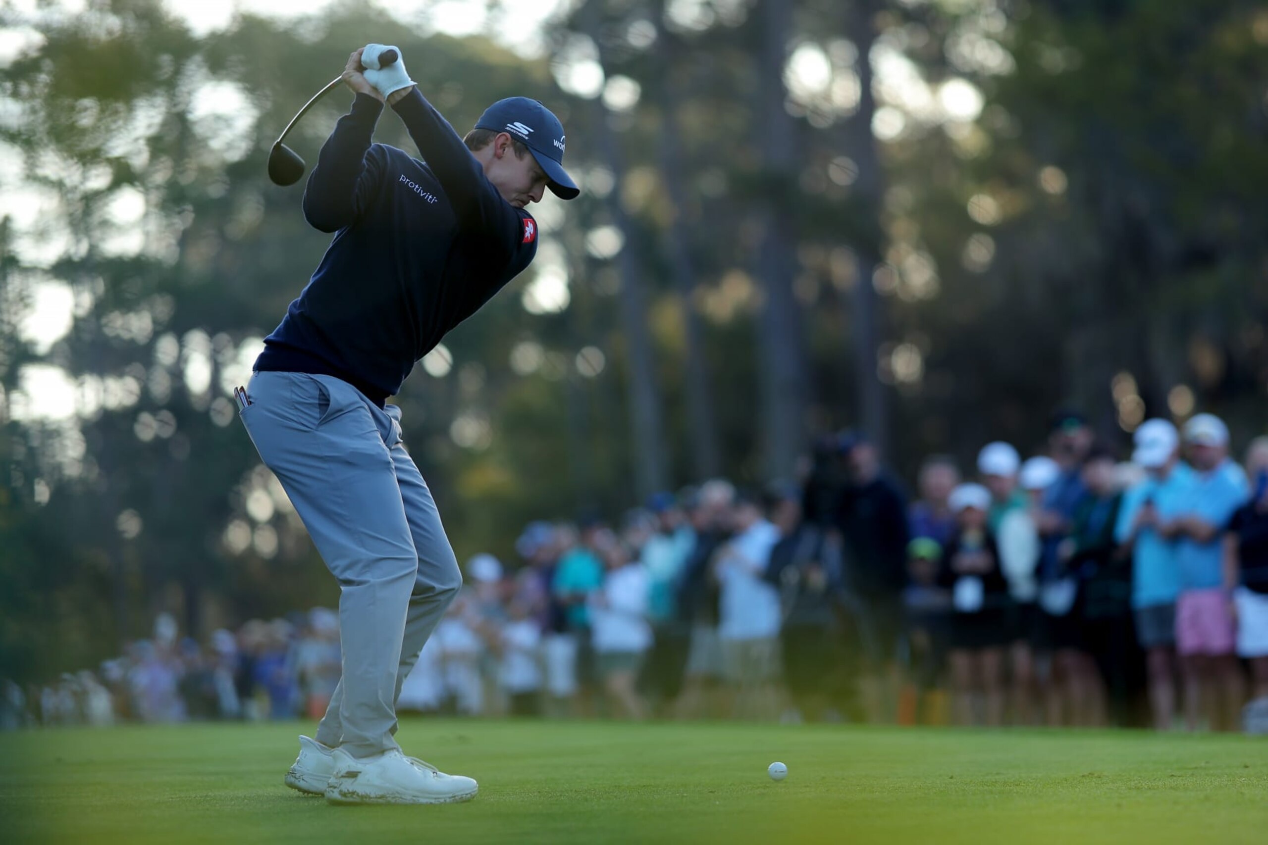PONTE VEDRA BEACH, FLORIDA - MARCH 15: Matt Fitzpatrick of England plays his shot from the tenth tee during the second round of THE PLAYERS Championship on the Stadium Course at TPC Sawgrass on March 15, 2024 in Ponte Vedra Beach, Florida. (Photo by Kevin C. Cox/Getty Images)