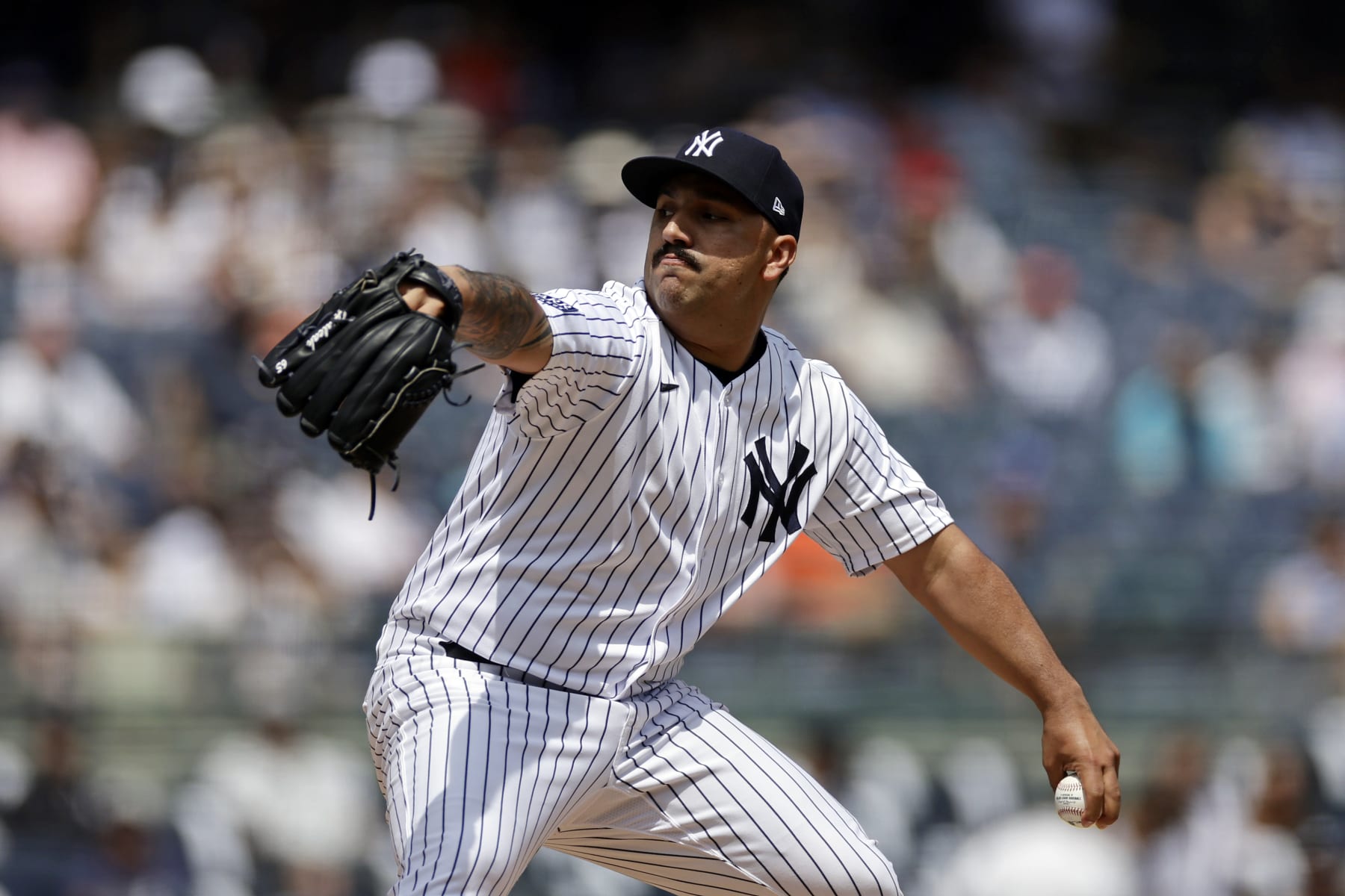 NEW YORK, NY - AUGUST 5: Nestor Cortes #65 of the New York Yankees pitches against the Houston Astros during the first inning at Yankee Stadium on August 5, 2023 in New York City. (Photo by Adam Hunger/Getty Images)