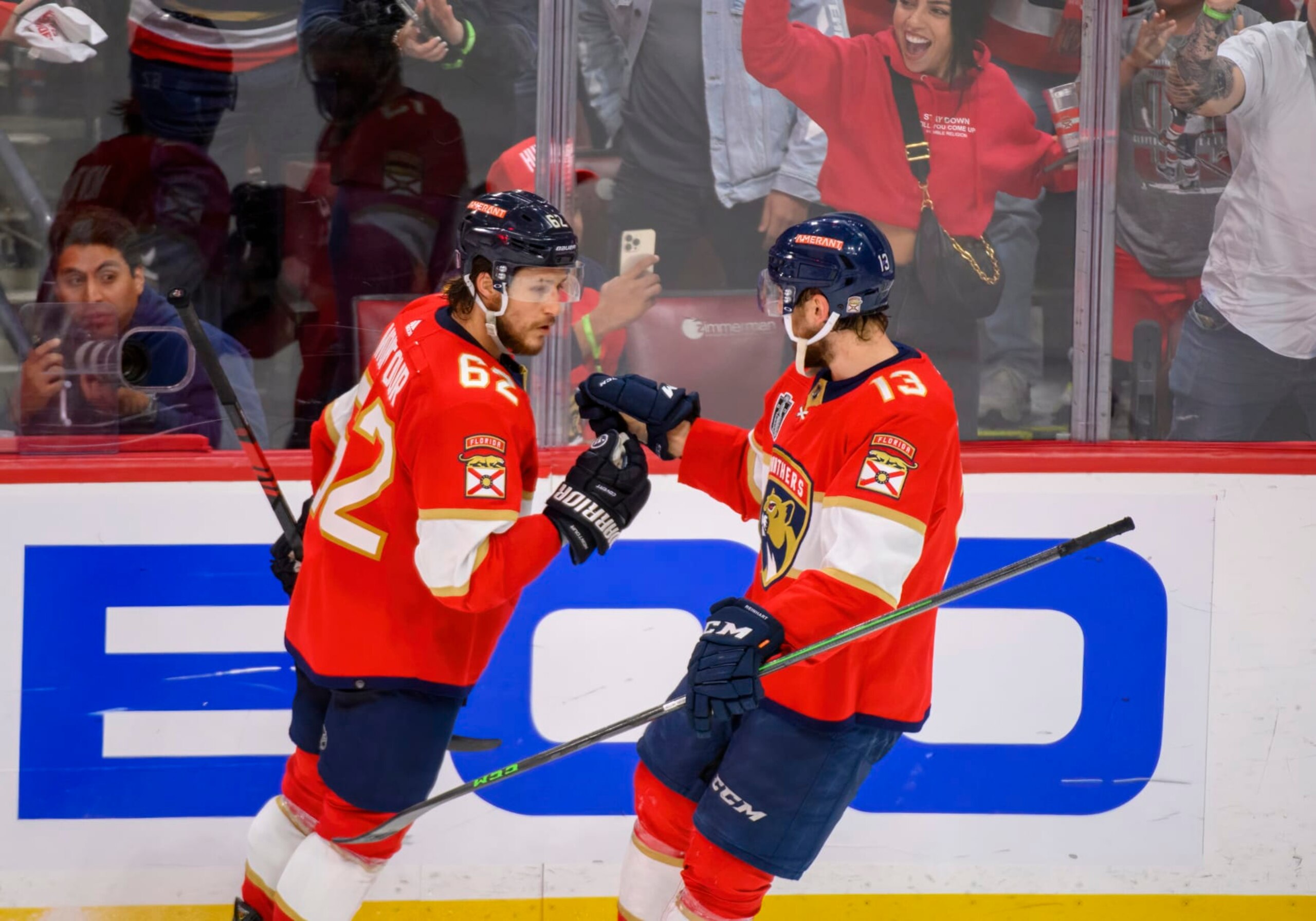Florida Panthers defenseman Brandon Montour (left) and winger Sam Reinhart. Florida Panthers defenseman Brandon Montour (left) and winger Sam Reinhart.
