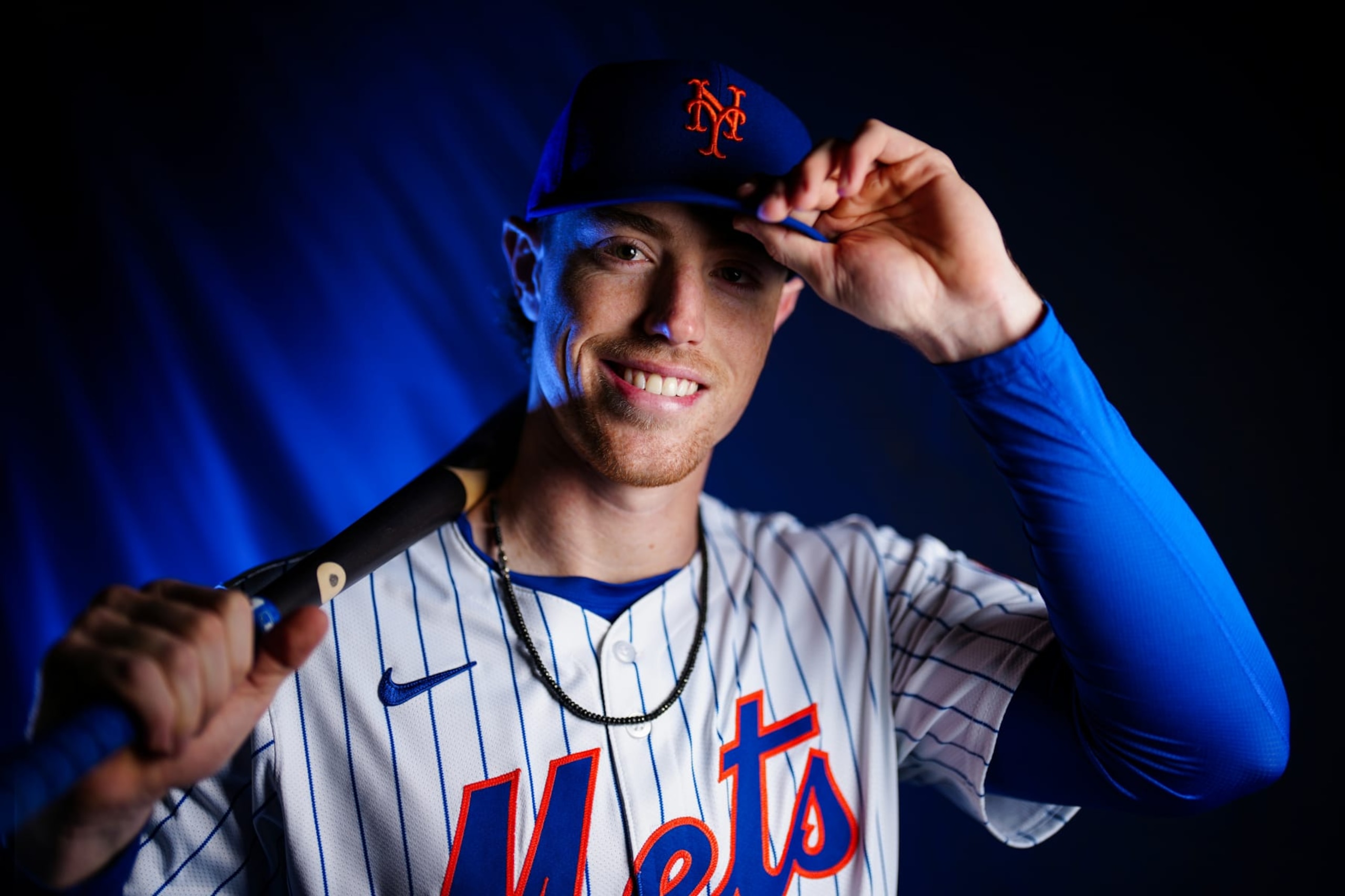 PORT ST. LUCIE, FL - FEBRUARY 22: Brett Baty #22 of the New York Mets poses for a photo during the New York Mets Photo Day at Clover Park on Thursday, February 22, 2024 in Port St. Lucie, Florida. (Photo by Daniel Shirey/MLB Photos via Getty Images)