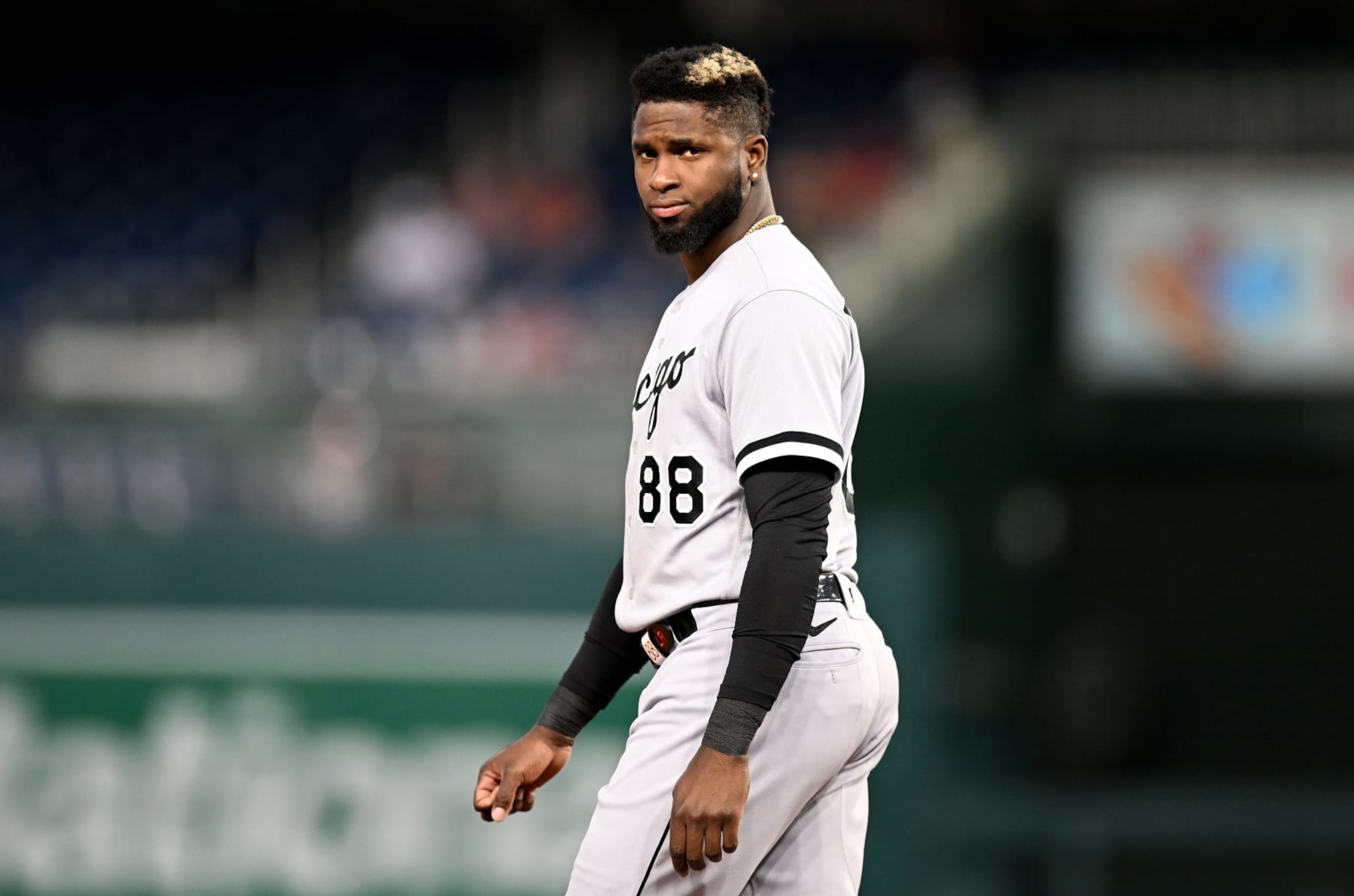 WASHINGTON, DC - SEPTEMBER 19: Luis Robert Jr. #88 of the Chicago White Sox walks across the field during the game against the Washington Nationals at Nationals Park on September 19, 2023 in Washington, DC. (Photo by G Fiume/Getty Images)