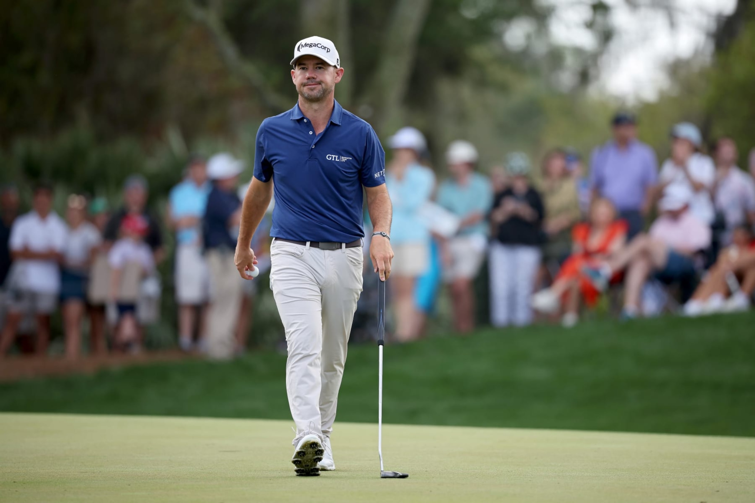 PONTE VEDRA BEACH, FLORIDA - MARCH 16: Brian Harman of the United States walks on the ninth green during the third round of THE PLAYERS Championship at TPC Sawgrass on March 16, 2024 in Ponte Vedra Beach, Florida. (Photo by Jared C. Tilton/Getty Images)