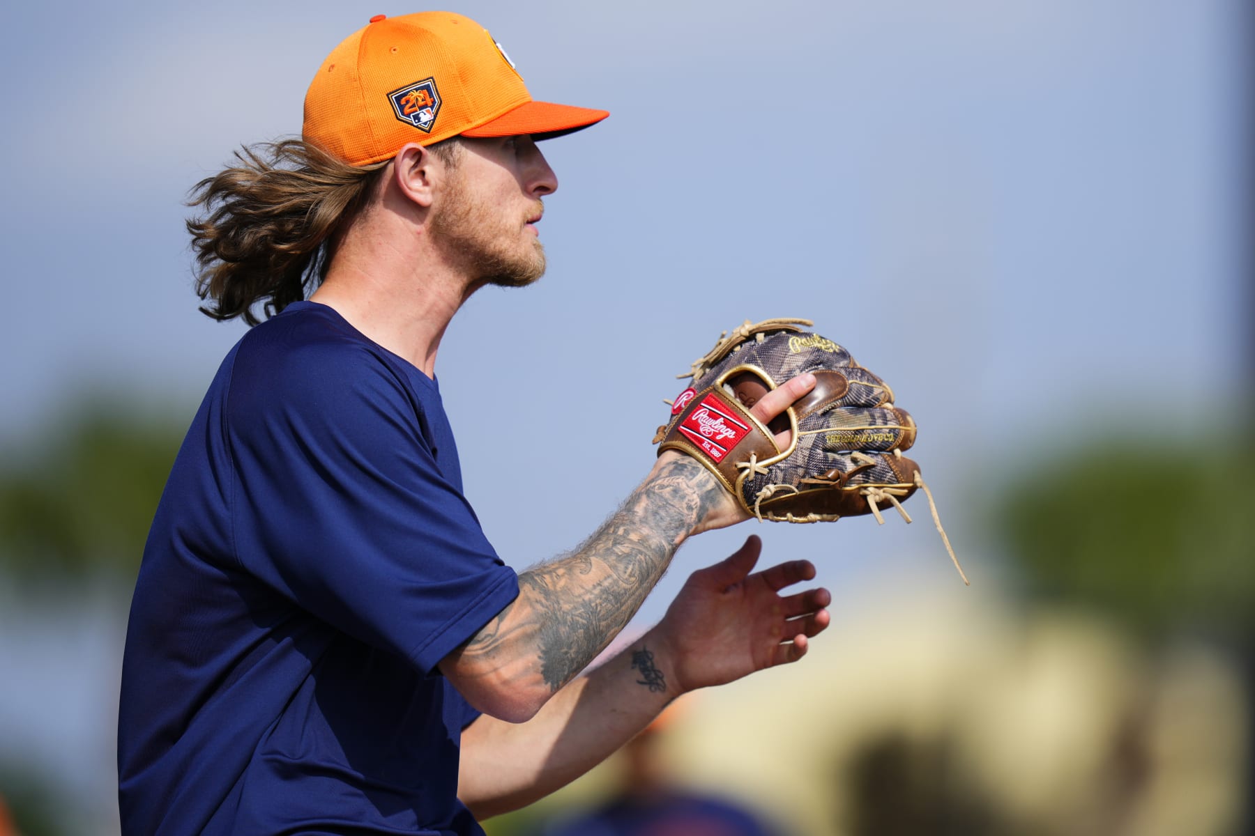 WEST PALM BEACH, FLORIDA - FEBRUARY 17: Josh Hader #71 of the Houston Astros fields during spring training workouts at CACTI Park of the Palm Beaches on February 17, 2024 in West Palm Beach, Florida. (Photo by Rich Storry/Getty Images)