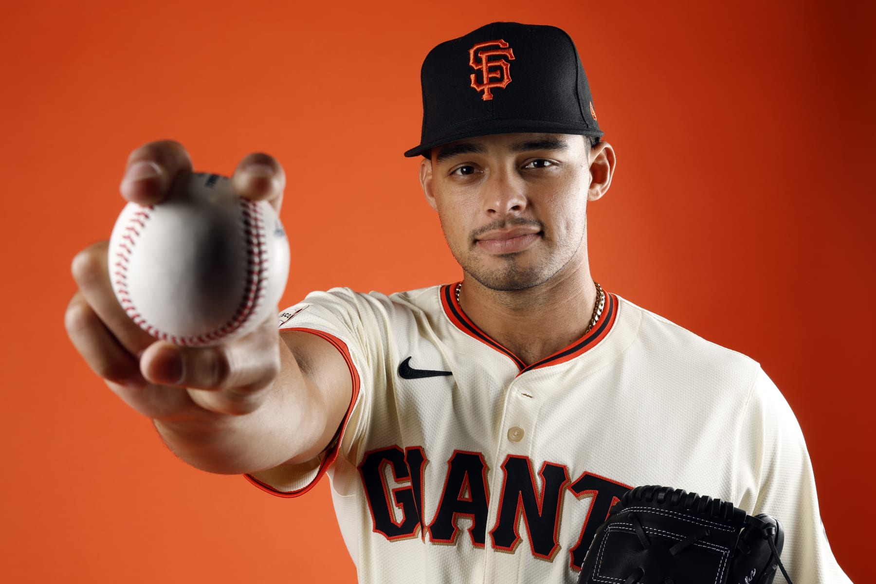 SCOTTSDALE, ARIZONA - FEBRUARY 21: Jordan Hicks #12 of the San Francisco Giants poses during photo day at Scottsdale Stadium on February 21, 2024 in Scottsdale, Arizona. (Photo by Chris Coduto/Getty Images)