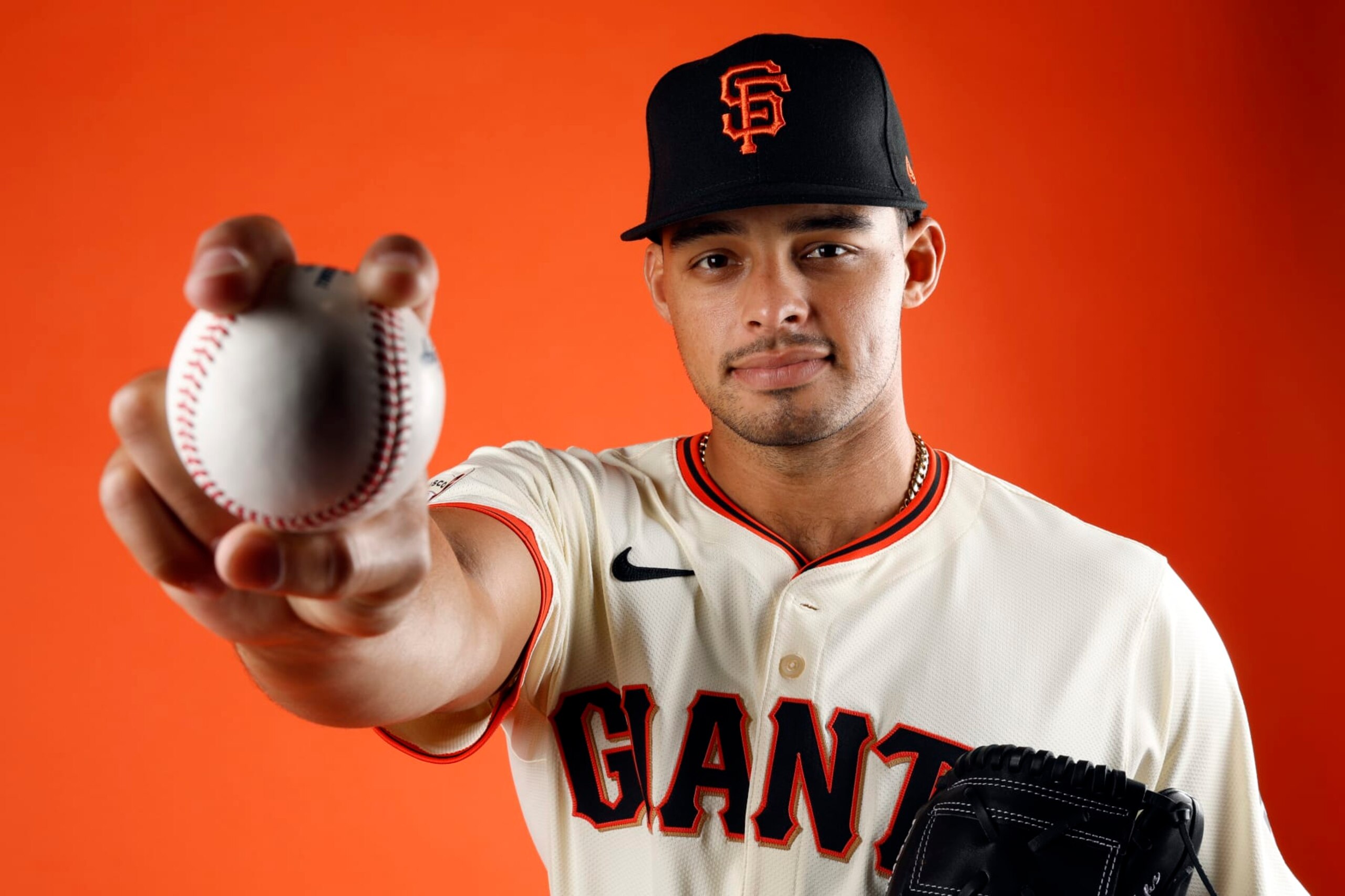SCOTTSDALE, ARIZONA - FEBRUARY 21: Jordan Hicks #12 of the San Francisco Giants poses during photo day at Scottsdale Stadium on February 21, 2024 in Scottsdale, Arizona. (Photo by Chris Coduto/Getty Images)