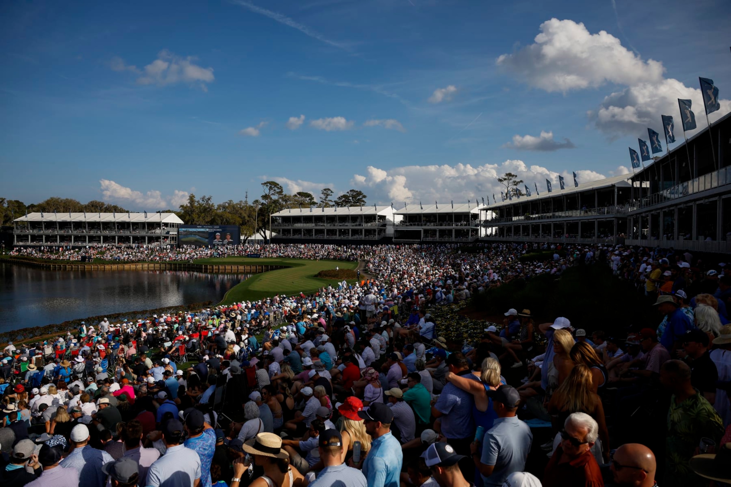 PONTE VEDRA BEACH, FLORIDA - MARCH 16: A general view of the 17th hole during the third round of THE PLAYERS Championship at Stadium Course at TPC Sawgrass on March 16, 2024 in Ponte Vedra Beach, Florida. (Photo by James Gilbert/PGA TOUR via Getty Images) PONTE VEDRA BEACH, FLORIDA - MARCH 16: A general view of the 17th hole during the third round of THE PLAYERS Championship at Stadium Course at TPC Sawgrass on March 16, 2024 in Ponte Vedra Beach, Florida. (Photo by James Gilbert/PGA TOUR via Getty Images)
