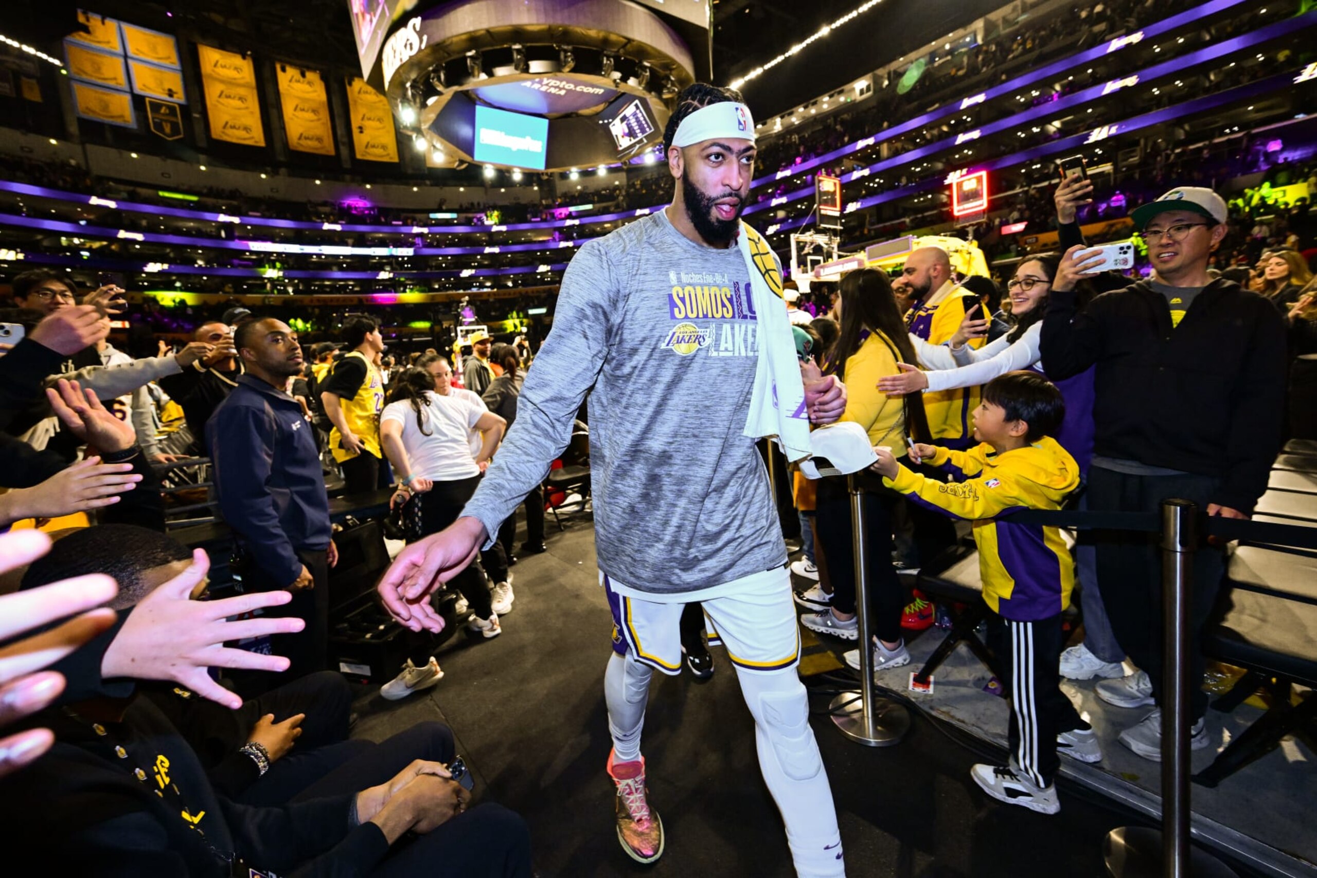 LOS ANGELES, CA - MARCH 10: Anthony Davis #3 of the Los Angeles Lakers walks off the court after the game against the Minnesota Timberwolves on March 10, 2024 at Crypto.Com Arena in Los Angeles, California. NOTE TO USER: User expressly acknowledges and agrees that, by downloading and/or using this Photograph, user is consenting to the terms and conditions of the Getty Images License Agreement. Mandatory Copyright Notice: Copyright 2024 NBAE (Photo by Adam Pantozzi/NBAE via Getty Images)
