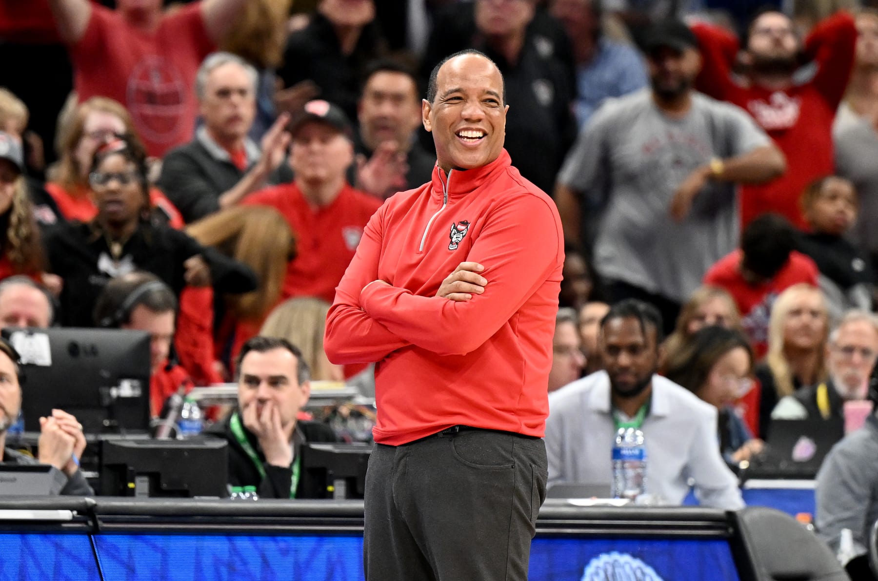 WASHINGTON, DC - MARCH 15: Head coach Kevin Keatts of the North Carolina State Wolfpack reacts to a call in the second half against the Virginia Cavaliers in the Semifinals of the ACC Men's Basketball Tournament  at Capital One Arena on March 15, 2024 in Washington, DC.  (Photo by Greg Fiume/Getty Images)