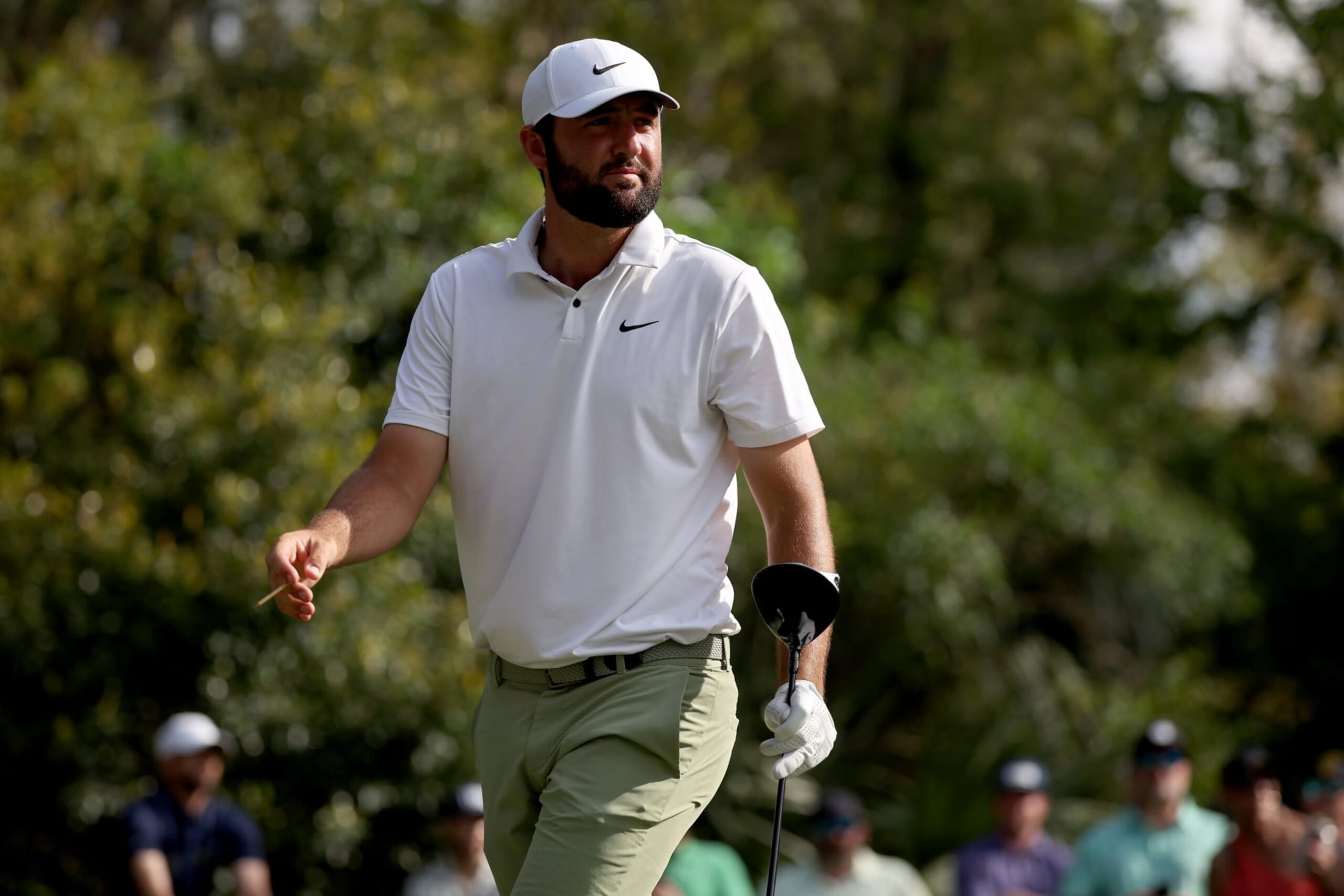 PONTE VEDRA BEACH, FLORIDA - MARCH 17: Scottie Scheffler of the United States follows his shot from the 15th tee during the final round of THE PLAYERS Championship at TPC Sawgrass on March 17, 2024 in Ponte Vedra Beach, Florida. (Photo by Jared C. Tilton/Getty Images)