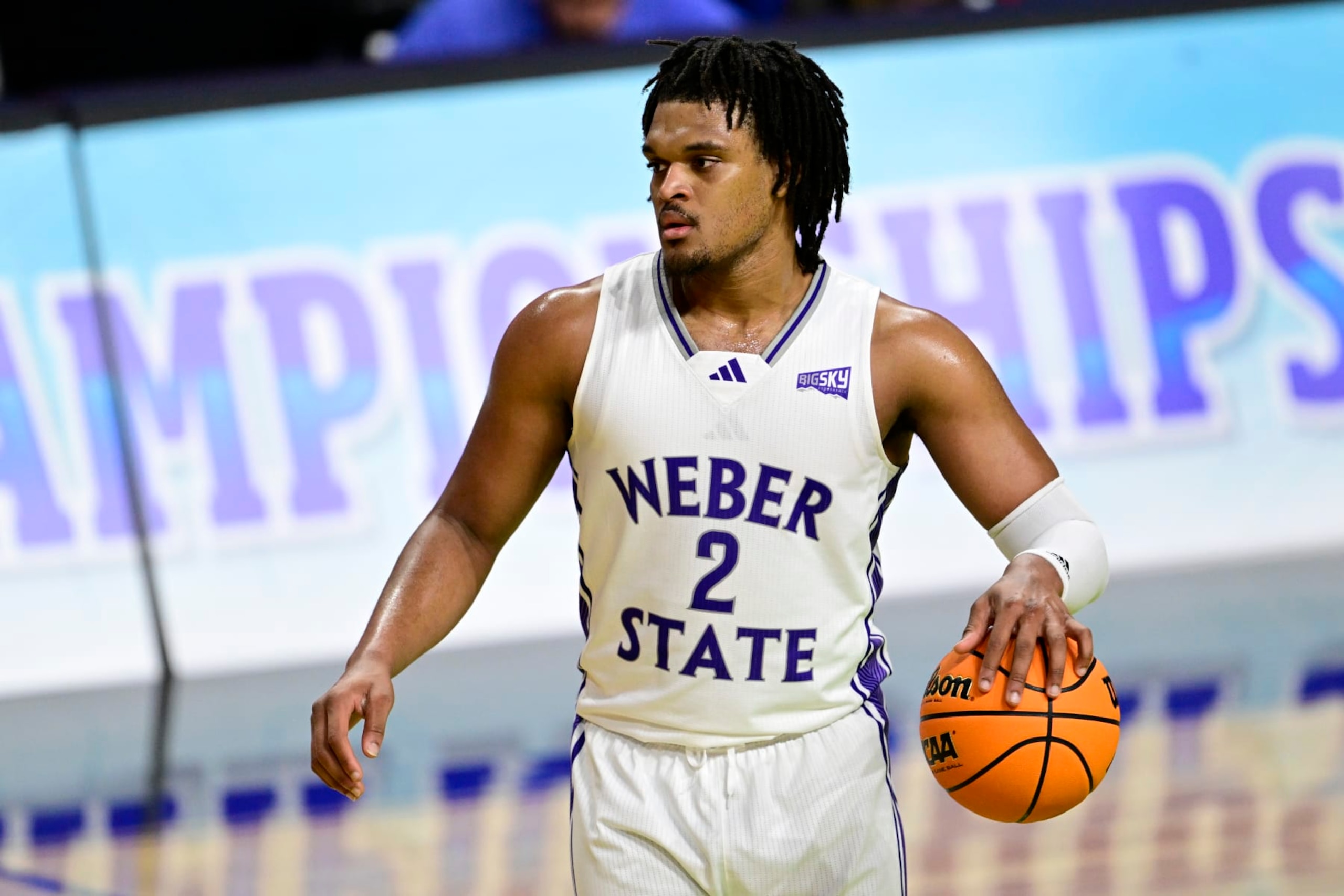 BOISE, IDAHO - MARCH 11: Dillon Jones #2 of the Weber State Wildcats looks on during the first half against the Montana State Bobcats at Idaho Central Arena on March 11, 2024 in Boise, Idaho. (Photo by Tommy Martino/University of Montana/Getty Images) BOISE, IDAHO - MARCH 11: Dillon Jones #2 of the Weber State Wildcats looks on during the first half against the Montana State Bobcats at Idaho Central Arena on March 11, 2024 in Boise, Idaho. (Photo by Tommy Martino/University of Montana/Getty Images)