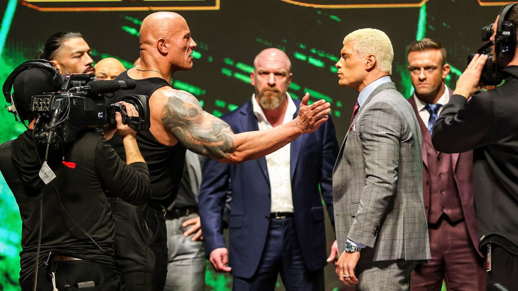 The Rock slapped Cody Rhodes at the WrestleMania Kickoff press conference, sparking the most hyped match on the card.