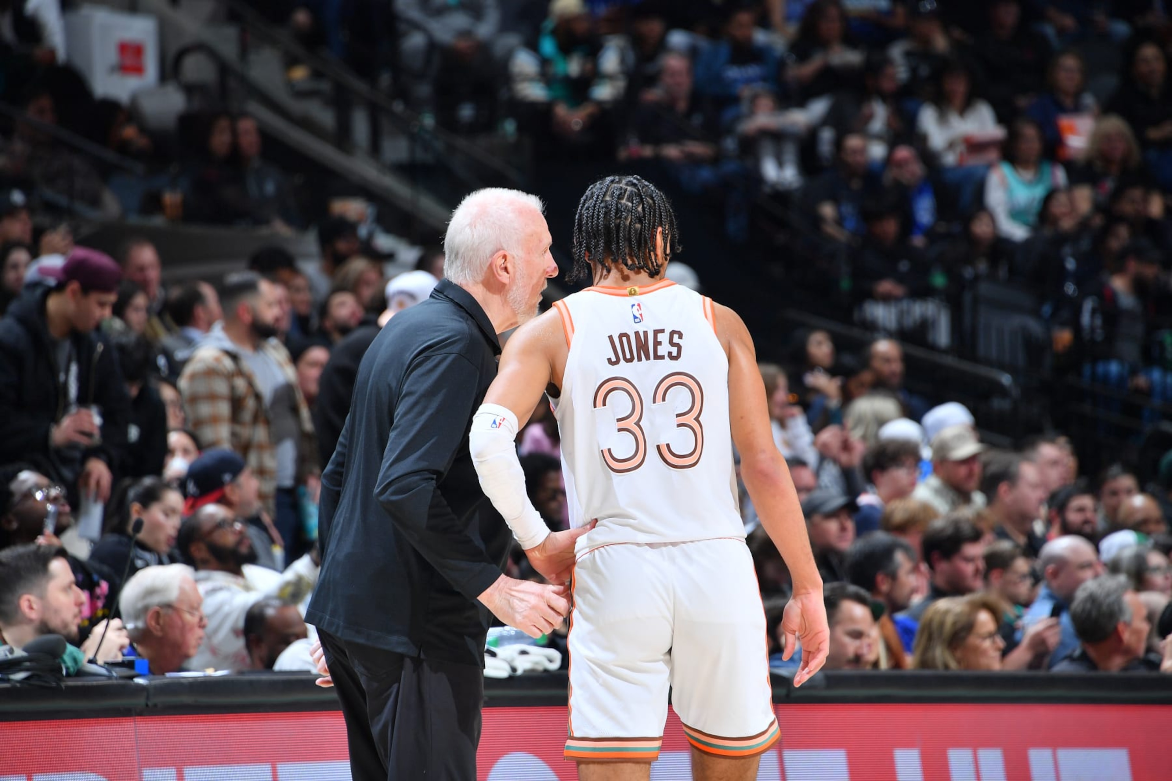 Gregg Popovich and Tre Jones Gregg Popovich and Tre Jones