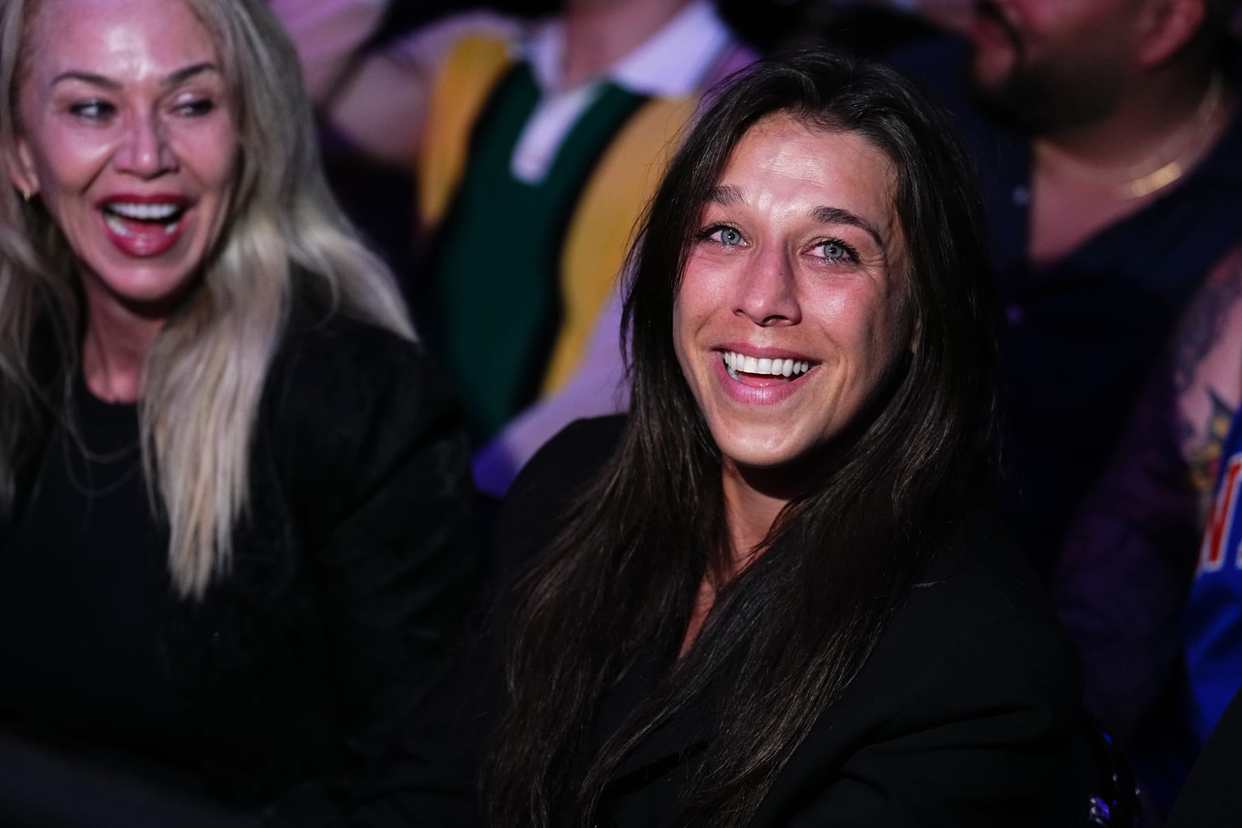 A teary-eyed Joanna Jedrzejczyk learns that she has been added to the UFC Hall of Fame during the recent UFC 299 card in Miami.