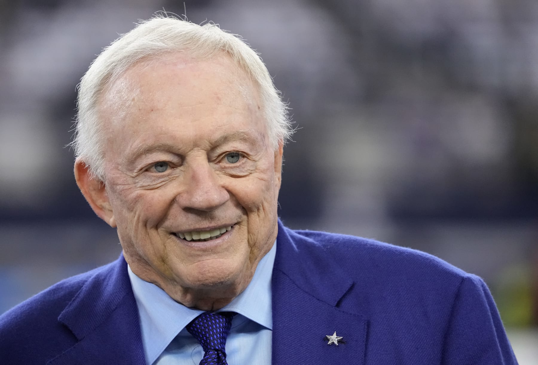 ARLINGTON, TEXAS - NOVEMBER 12: Dallas Cowboys owner Jerry Jones walks the field before the game against the New York Giants at AT&T Stadium on November 12, 2023 in Arlington, Texas. (Photo by Sam Hodde/Getty Images)