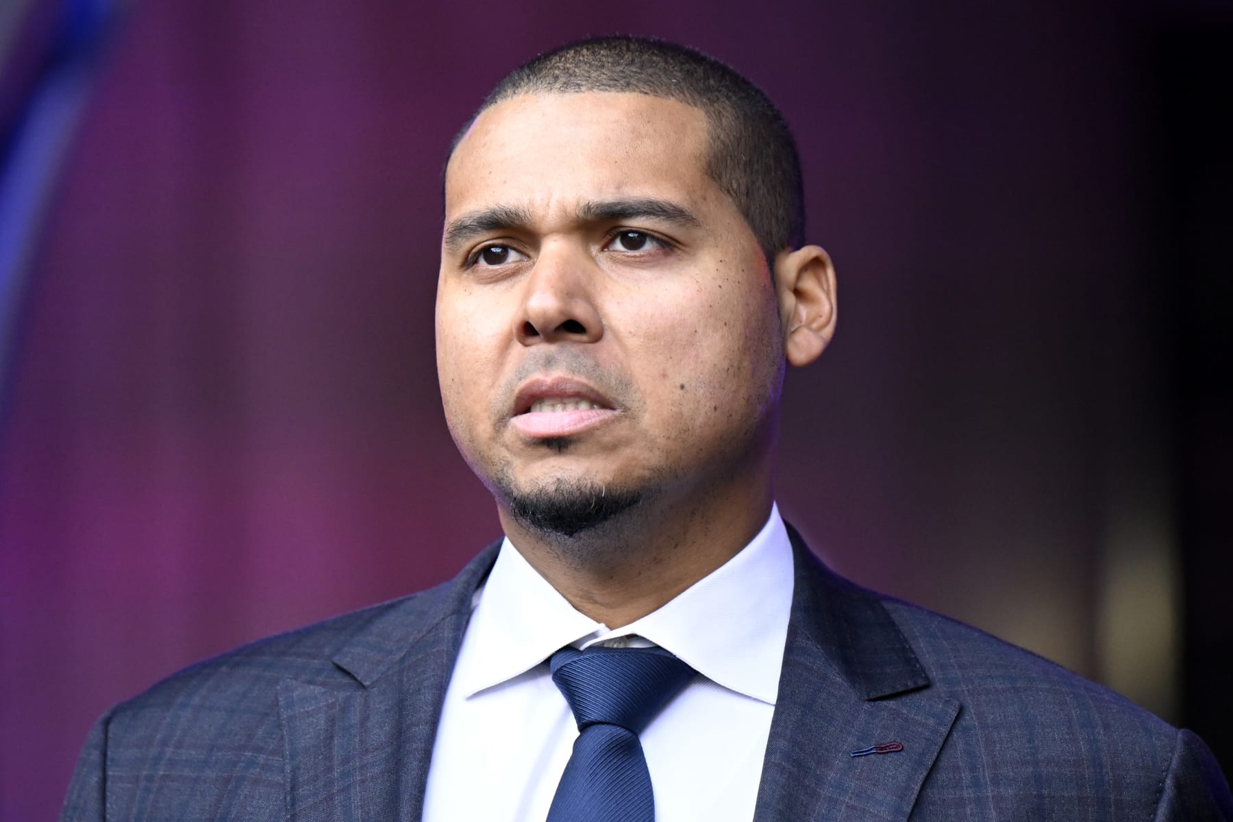 CHICAGO, ILLINOIS - DECEMBER 24: General manager Ryan Poles of the Chicago Bears attends the game between the Chicago Bears and the Arizona Cardinals at Soldier Field on December 24, 2023 in Chicago, Illinois. (Photo by Quinn Harris/Getty Images)