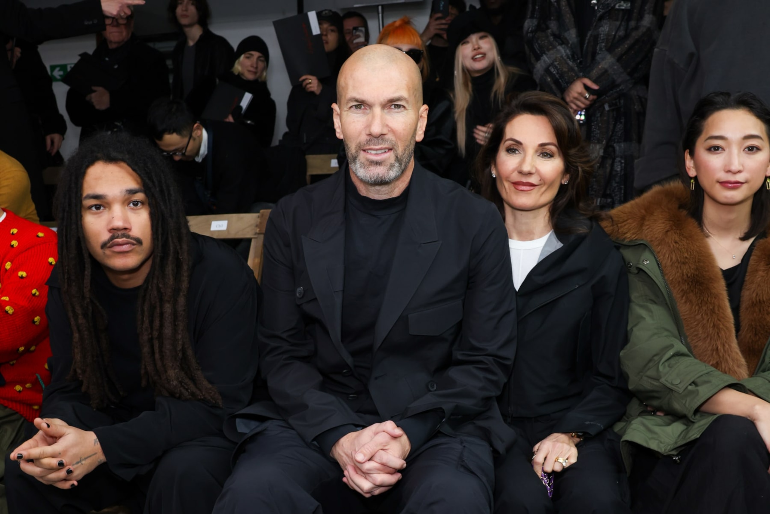 PARIS, FRANCE - JANUARY 18: (EDITORIAL USE ONLY - For Non-Editorial use please seek approval from Fashion House) Zinédine Zidane and Véronique Zidane attends the Yohji Yamamoto Menswear Fall/Winter 2024-2025 show as part of Paris Fashion Week on January 18, 2024 in Paris, France. (Photo by Pierre Suu/Getty Images)