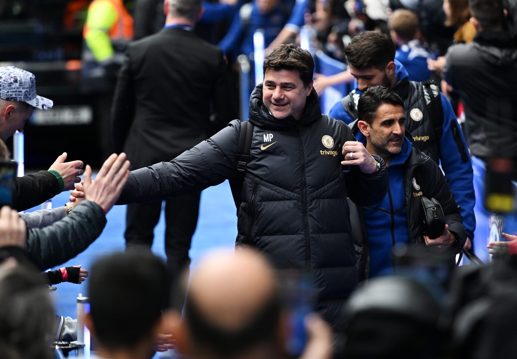LONDON, ENGLAND - MARCH 17: Mauricio Pochettino, Manager of Chelsea, arrives at the stadium prior to the Emirates FA Cup Quarter Final between Chelsea FC and Leicester City FC at Stamford Bridge on March 17, 2024 in London, England. (Photo by Darren Walsh/Chelsea FC via Getty Images)