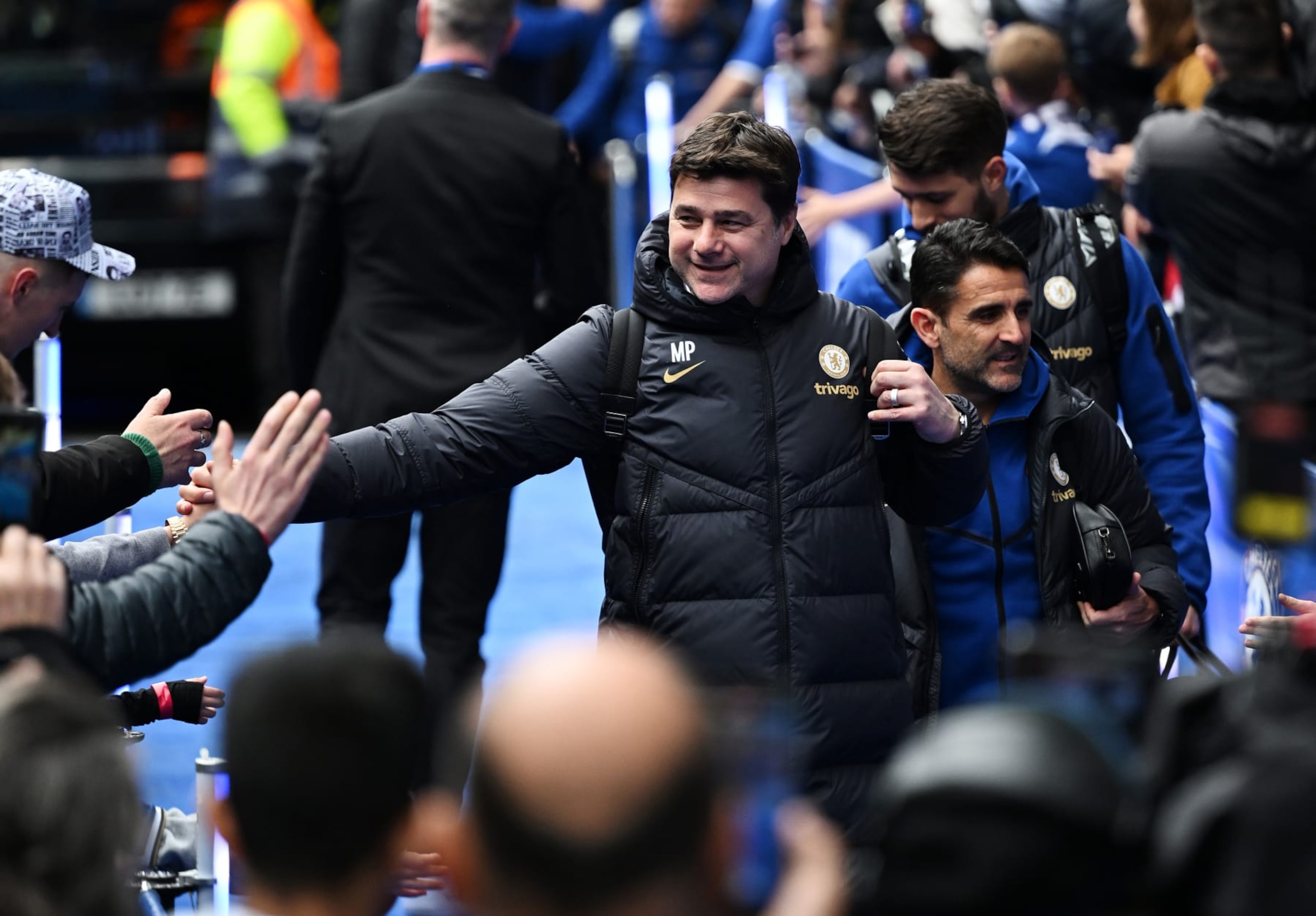 LONDON, ENGLAND - MARCH 17: Mauricio Pochettino, Manager of Chelsea, arrives at the stadium prior to the Emirates FA Cup Quarter Final between Chelsea FC and Leicester City FC at Stamford Bridge on March 17, 2024 in London, England. (Photo by Darren Walsh/Chelsea FC via Getty Images)