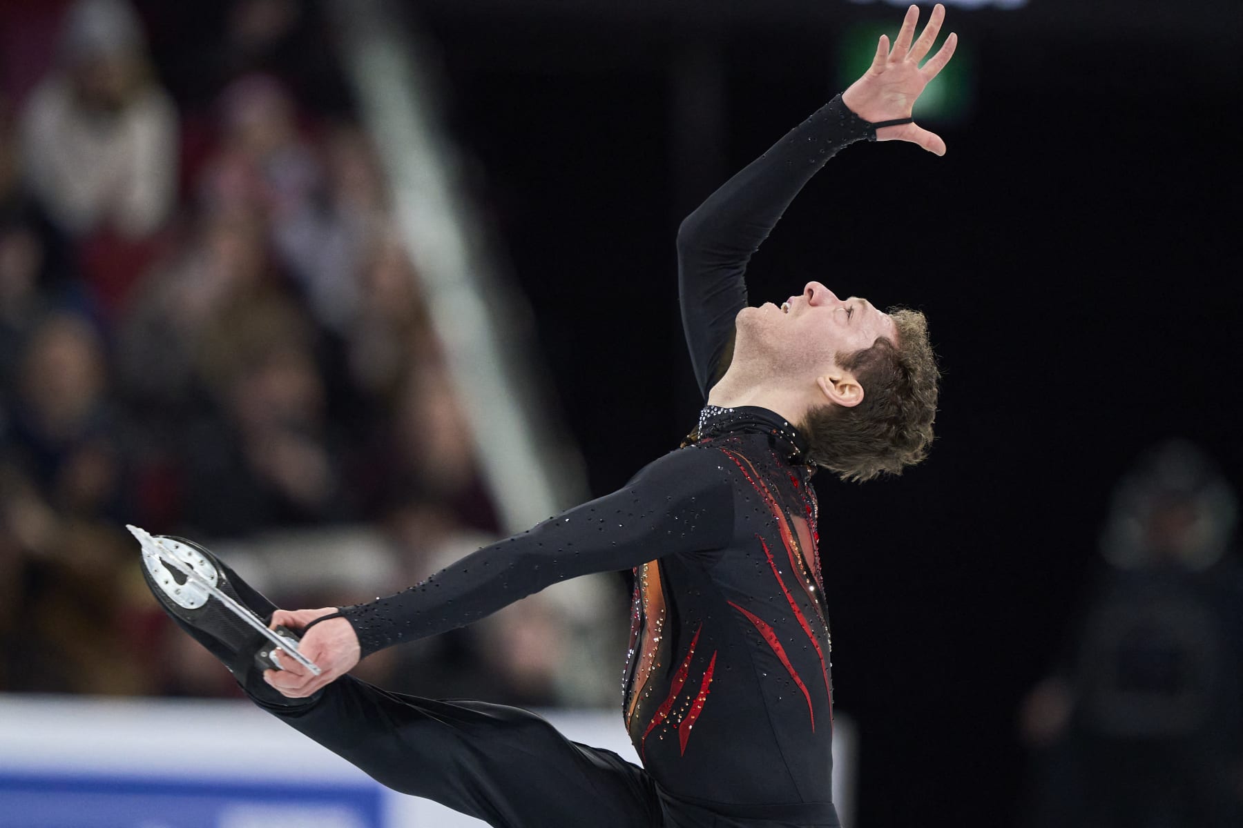 Jason Brown of the United States skates his short program in the men's competition during the International Skating Union (ISU) World Figure Skating Championships in Montreal, Canada, on March 21, 2024. (Photo by Geoff Robins / AFP) (Photo by GEOFF ROBINS/AFP via Getty Images)