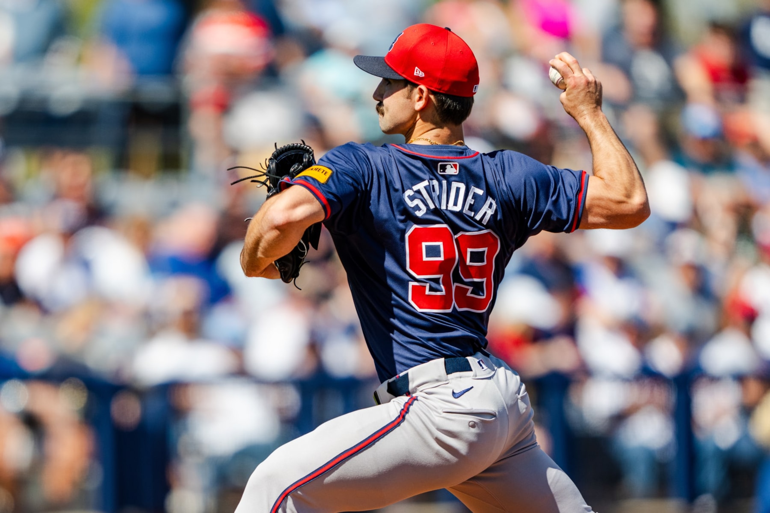 PORT CHARLOTTE, FLORIDA - FEBRUARY 24: Spencer Strider #99 of the Atlanta Braves pitches in the second inning during a Grapefruit League spring training game against the Tampa Bay Rays at Charlotte Sports Park on February 24, 2024 in Port Charlotte, Florida. (Photo by Matthew Grimes Jr./Atlanta Braves/Getty Images)