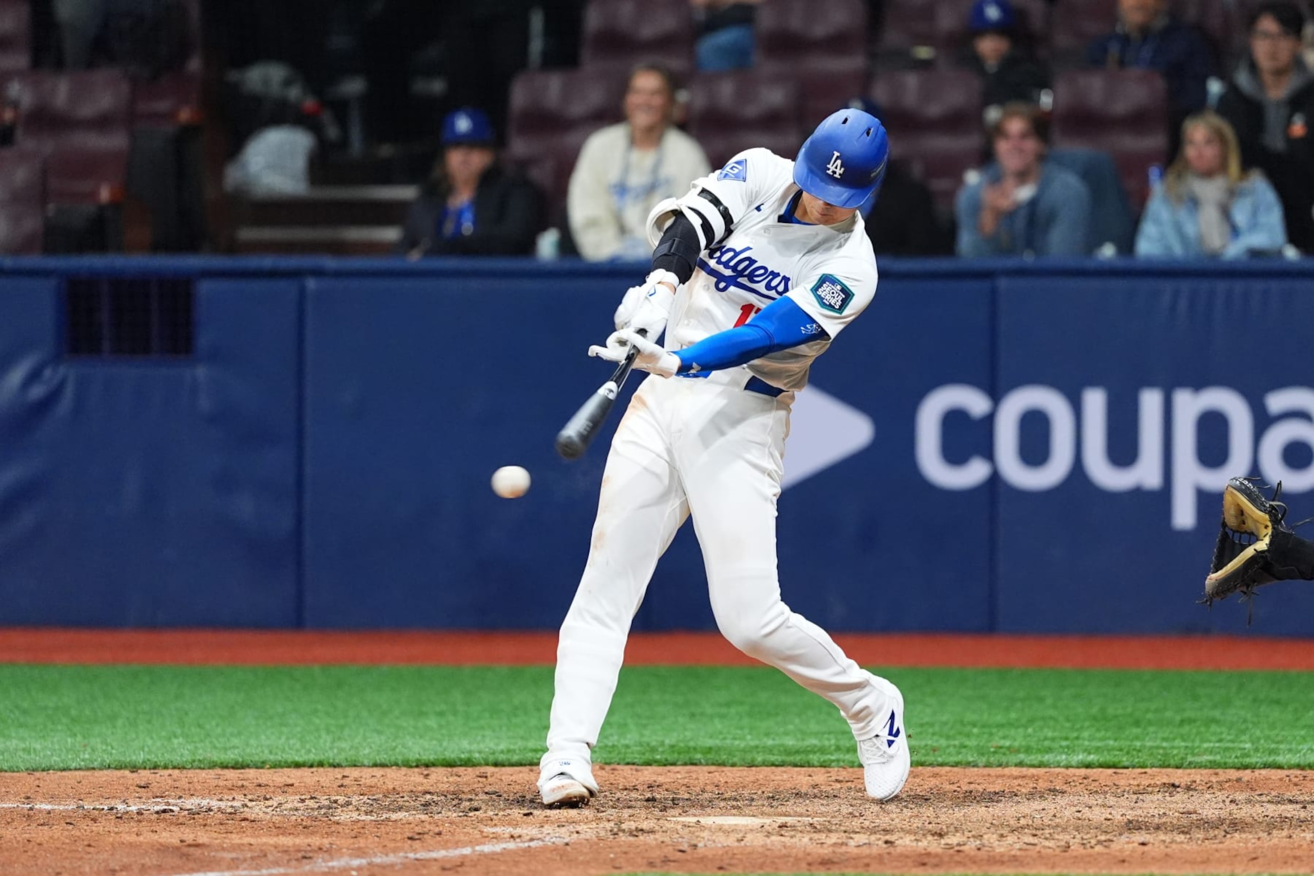 SEOUL, SOUTH KOREA - MARCH 21: Shohei Ohtani #17 of the Los Angeles Dodgers grounds out in the 8th inning during the 2024 Seoul Series game between San Diego Padres and Los Angeles Dodgers at Gocheok Sky Dome on March 21, 2024 in Seoul, South Korea. (Photo by Masterpress/Getty Images) SEOUL, SOUTH KOREA - MARCH 21: Shohei Ohtani #17 of the Los Angeles Dodgers grounds out in the 8th inning during the 2024 Seoul Series game between San Diego Padres and Los Angeles Dodgers at Gocheok Sky Dome on March 21, 2024 in Seoul, South Korea. (Photo by Masterpress/Getty Images)