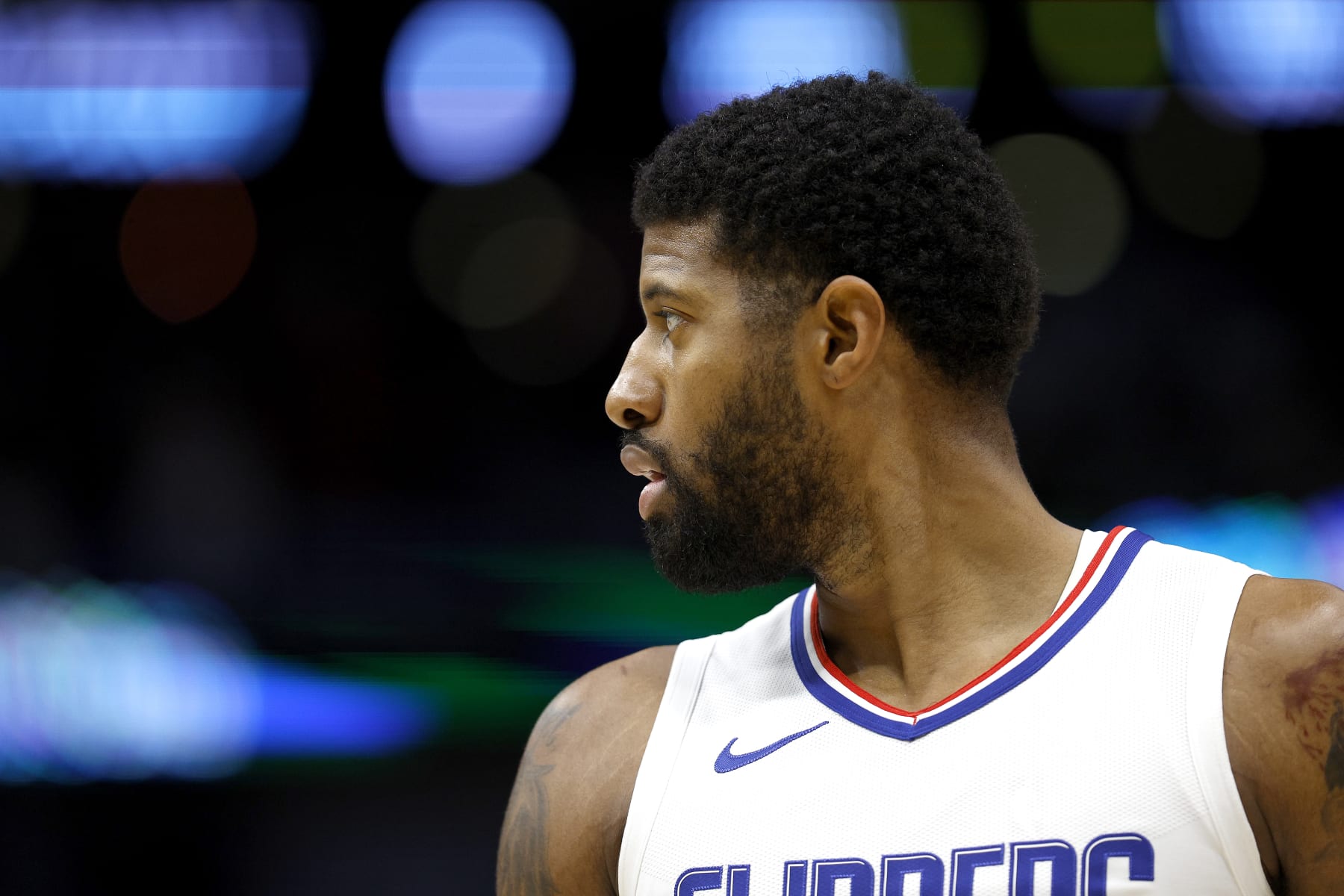 NEW ORLEANS, LOUISIANA - MARCH 15: Paul George #13 of the LA Clippers stands on the court during the first quarter of an NBA game against the New Orleans Pelicans at Smoothie King Center on March 15, 2024 in New Orleans, Louisiana. NOTE TO USER: User expressly acknowledges and agrees that, by downloading and or using this photograph, User is consenting to the terms and conditions of the Getty Images License Agreement. (Photo by Sean Gardner/Getty Images)