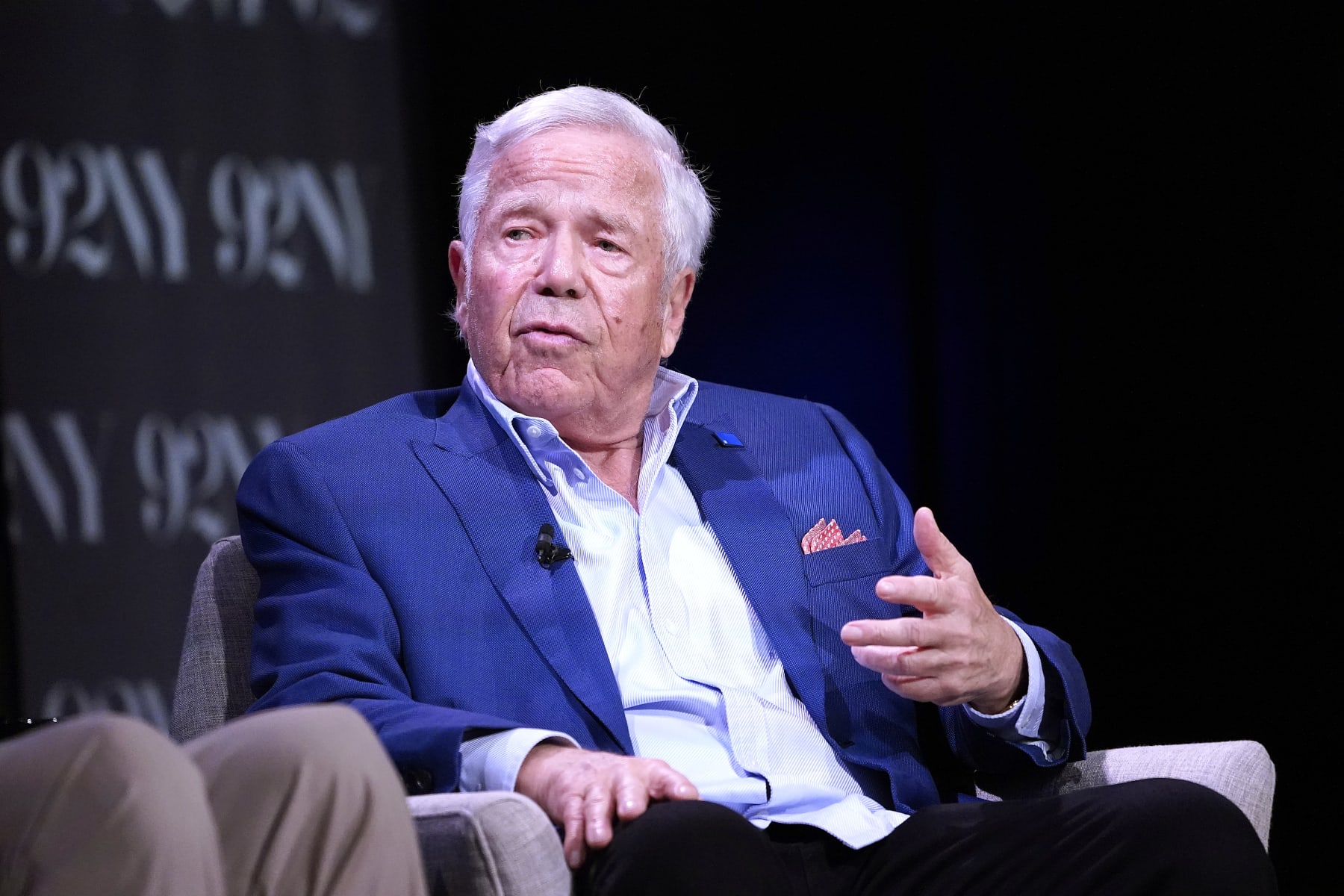 NEW YORK, NEW YORK - MARCH 07: Robert Kraft speaks during the Historic Roots of Black and Jewish Solidarity at 92NY on March 07, 2024 in New York City. (Photo by John Lamparski/Getty Images)