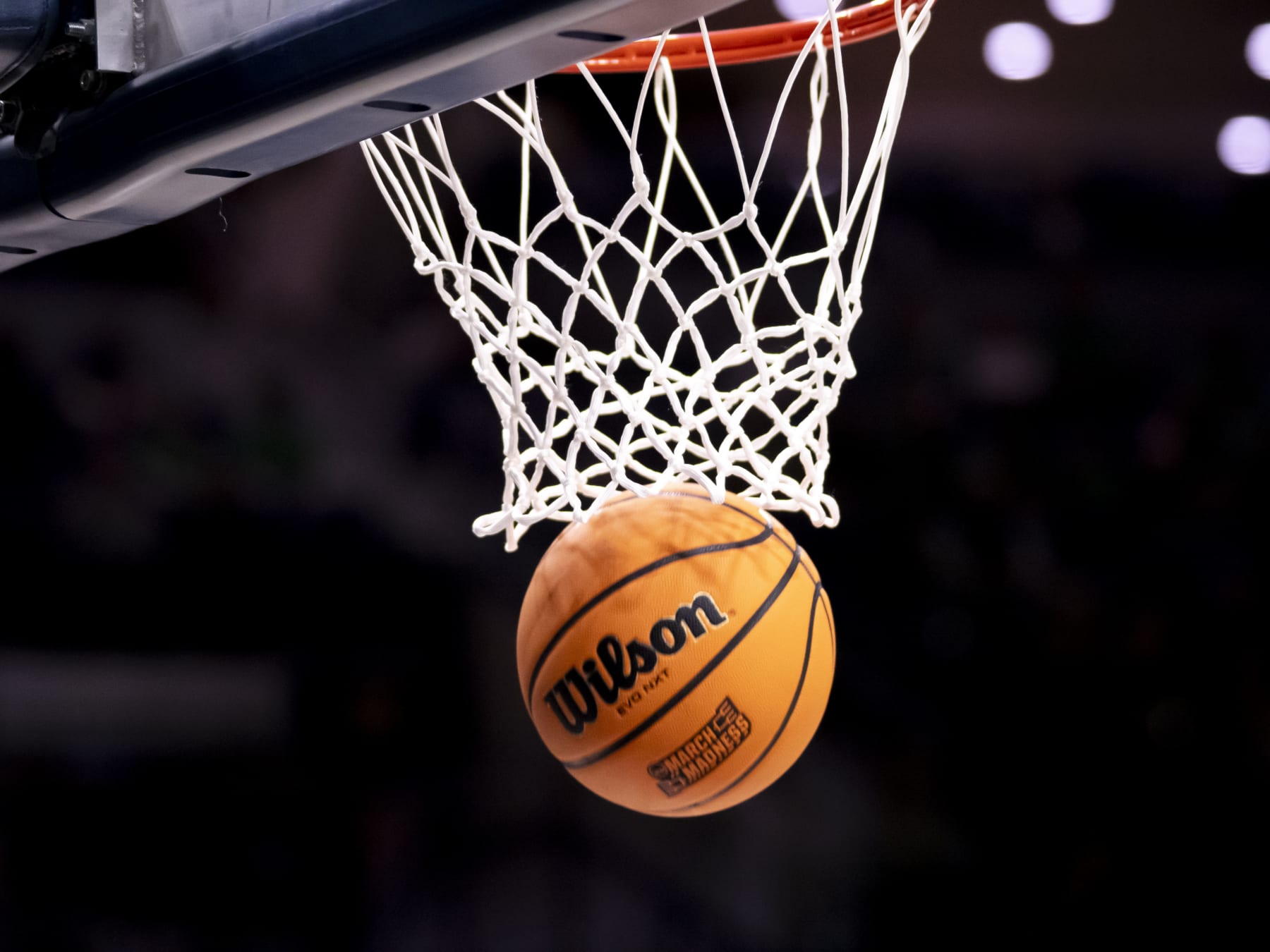 SOUTH BEND, IN - MARCH 25: The March Madness logo is pictured on a Wilson EVO NXT basketball during the game between the Ole Miss Rebels and the Notre Dame Fighting Irish in the second round of the NCAA Division I Women's Championship on March 25, 2024 at Purcell Pavilion in South Bend, Indiana. (Photo by Joseph Weiser/Icon Sportswire via Getty Images)