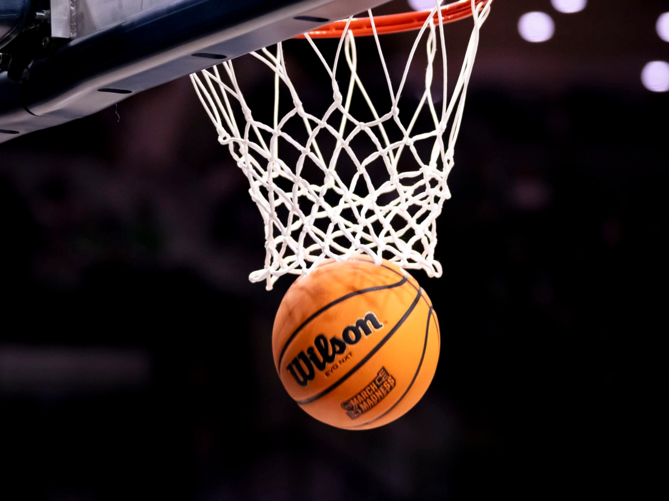 SOUTH BEND, IN - MARCH 25: The March Madness logo is pictured on a Wilson EVO NXT basketball during the game between the Ole Miss Rebels and the Notre Dame Fighting Irish in the second round of the NCAA Division I Women's Championship on March 25, 2024 at Purcell Pavilion in South Bend, Indiana. (Photo by Joseph Weiser/Icon Sportswire via Getty Images)