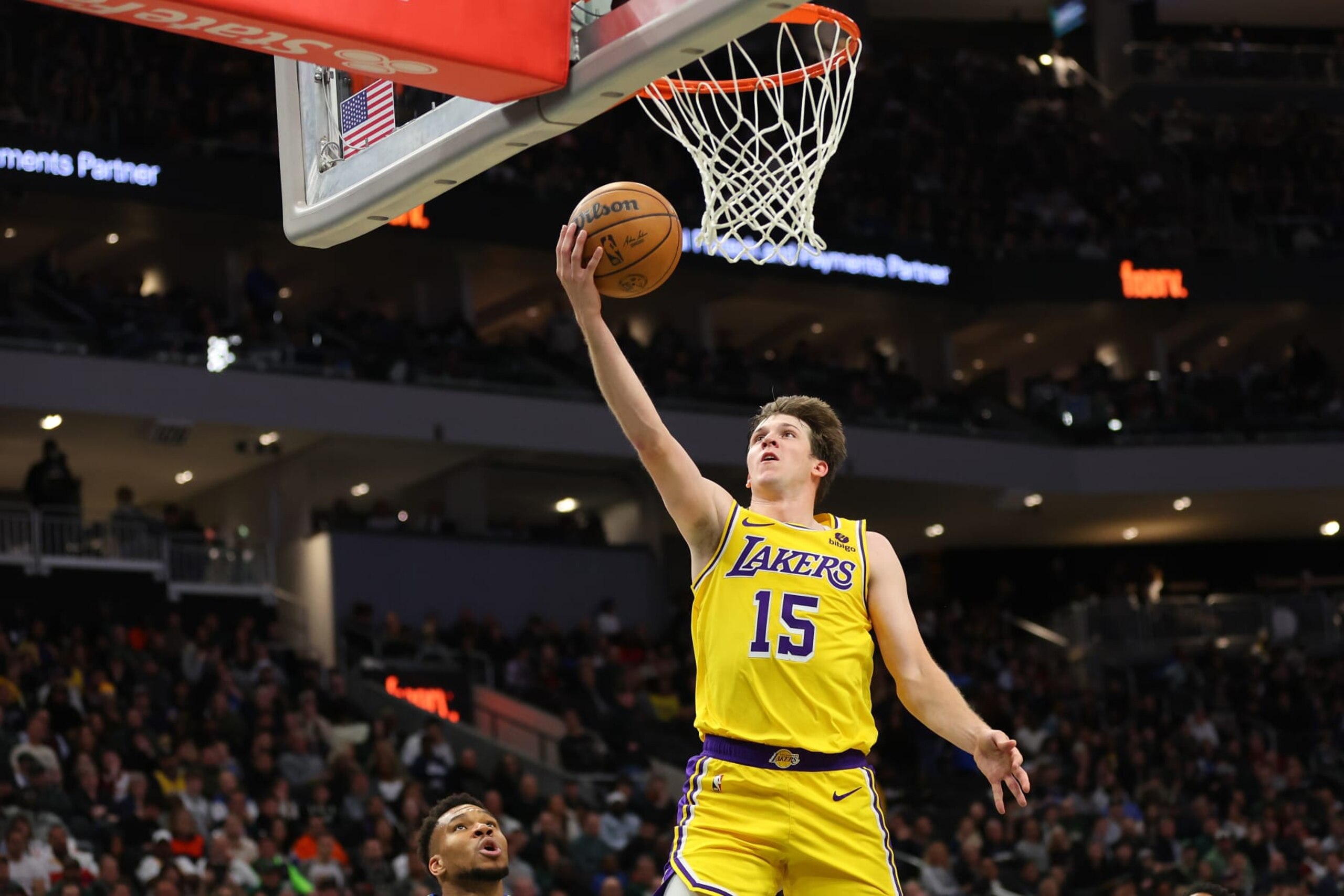 MILWAUKEE, WISCONSIN - MARCH 26: Austin Reaves #15 of the Los Angeles Lakers drives to the basket during the second half of a game against the Milwaukee Bucks at Fiserv Forum on March 26, 2024 in Milwaukee, Wisconsin. The Lakers defeated the bucks in double overtime. NOTE TO USER: User expressly acknowledges and agrees that, by downloading and or using this photograph, User is consenting to the terms and conditions of the Getty Images License Agreement. (Photo by Stacy Revere/Getty Images) MILWAUKEE, WISCONSIN - MARCH 26: Austin Reaves #15 of the Los Angeles Lakers drives to the basket during the second half of a game against the Milwaukee Bucks at Fiserv Forum on March 26, 2024 in Milwaukee, Wisconsin. The Lakers defeated the bucks in double overtime. NOTE TO USER: User expressly acknowledges and agrees that, by downloading and or using this photograph, User is consenting to the terms and conditions of the Getty Images License Agreement. (Photo by Stacy Revere/Getty Images)