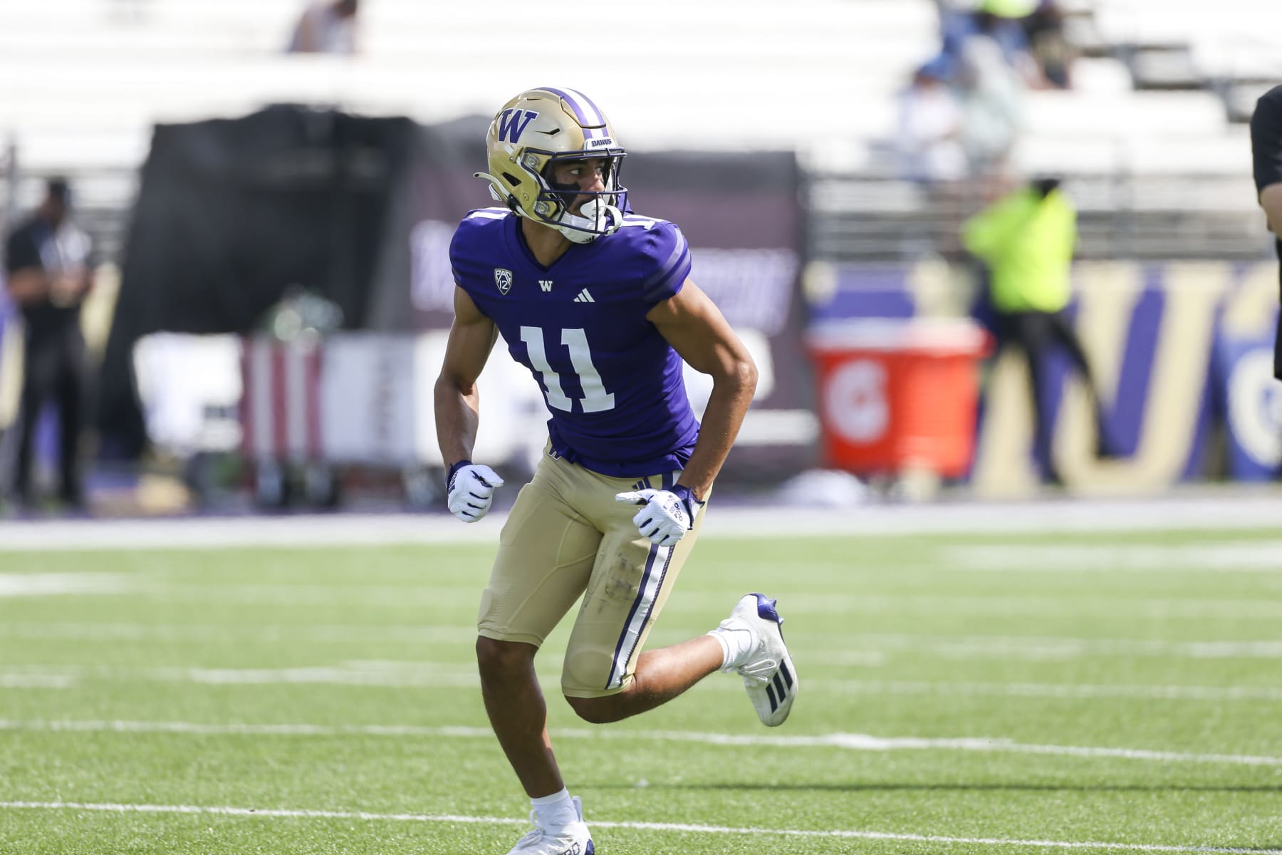 SEATTLE, WA - SEPTEMBER 02: Washington (#11) WR Jalen McMillan during a college football game between the Washington Huskies and the Boise State Broncos on September 02, 2023 at Husky Stadium in Seattle, WA. (Photo by Jesse Beals/Icon Sportswire via Getty Images)