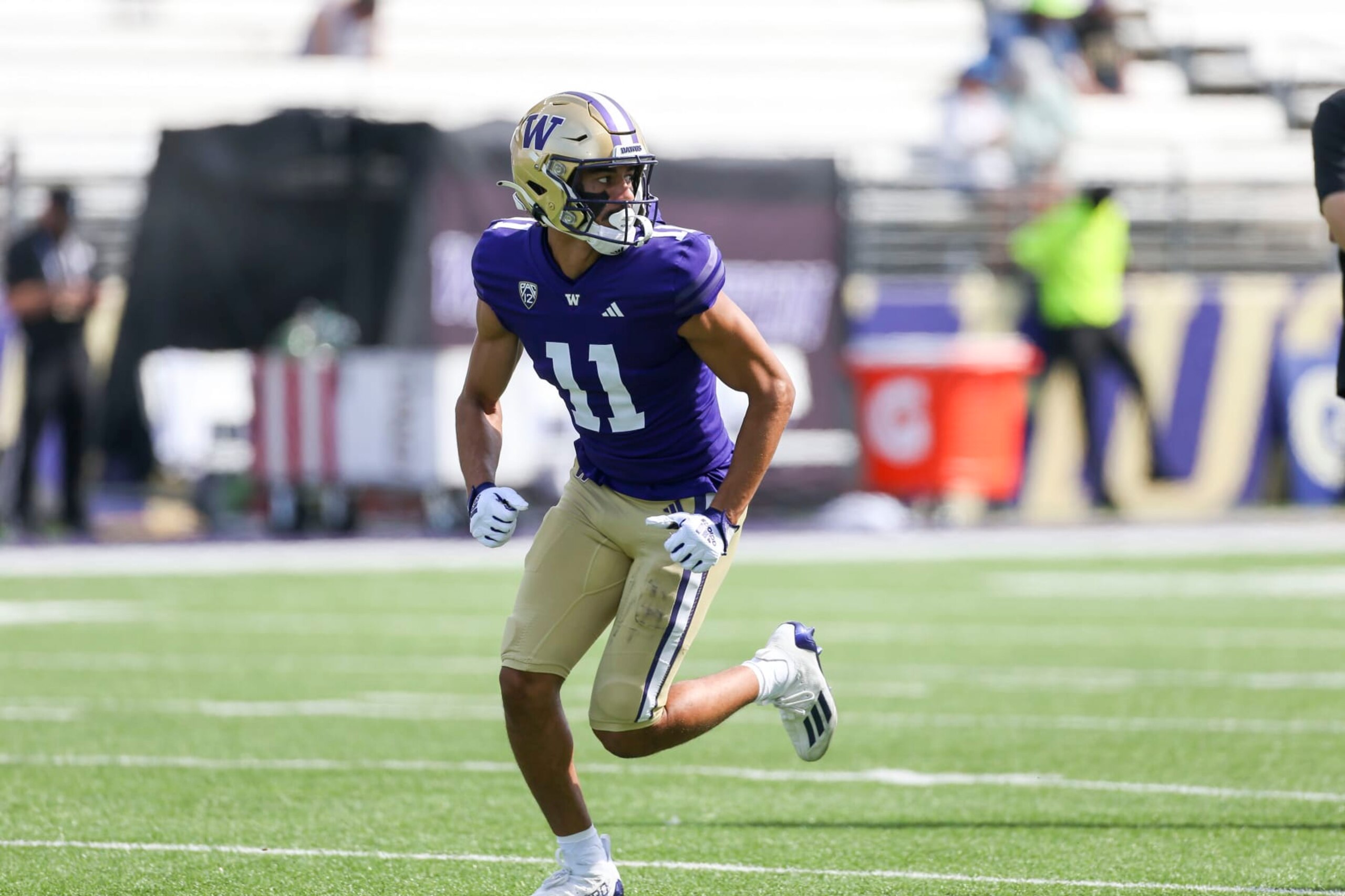 SEATTLE, WA - SEPTEMBER 02: Washington (#11) WR Jalen McMillan during a college football game between the Washington Huskies and the Boise State Broncos on September 02, 2023 at Husky Stadium in Seattle, WA. (Photo by Jesse Beals/Icon Sportswire via Getty Images)