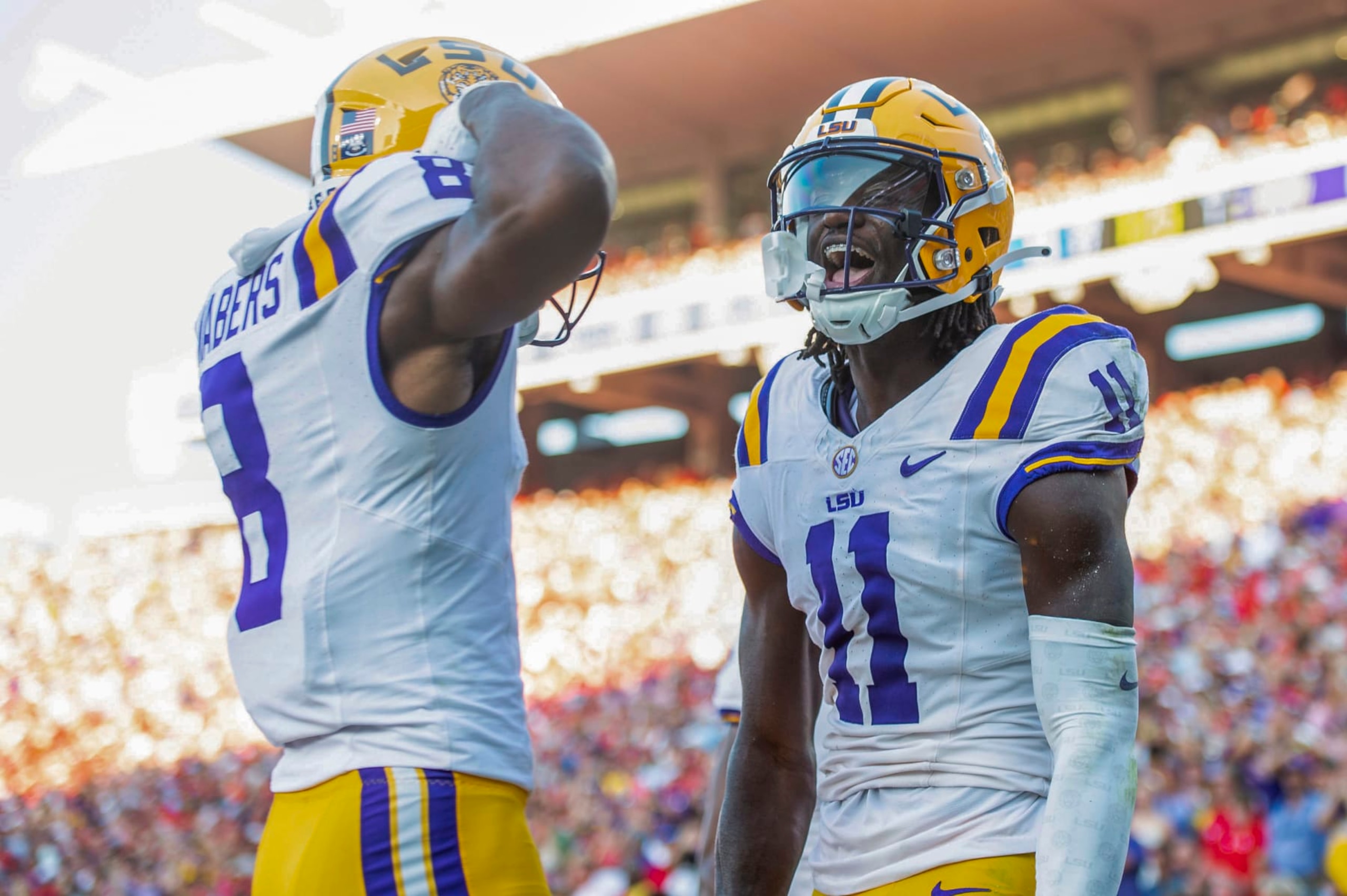 LSU wide receivers Malik Nabers (left) and Brian Thomas Jr. (right)