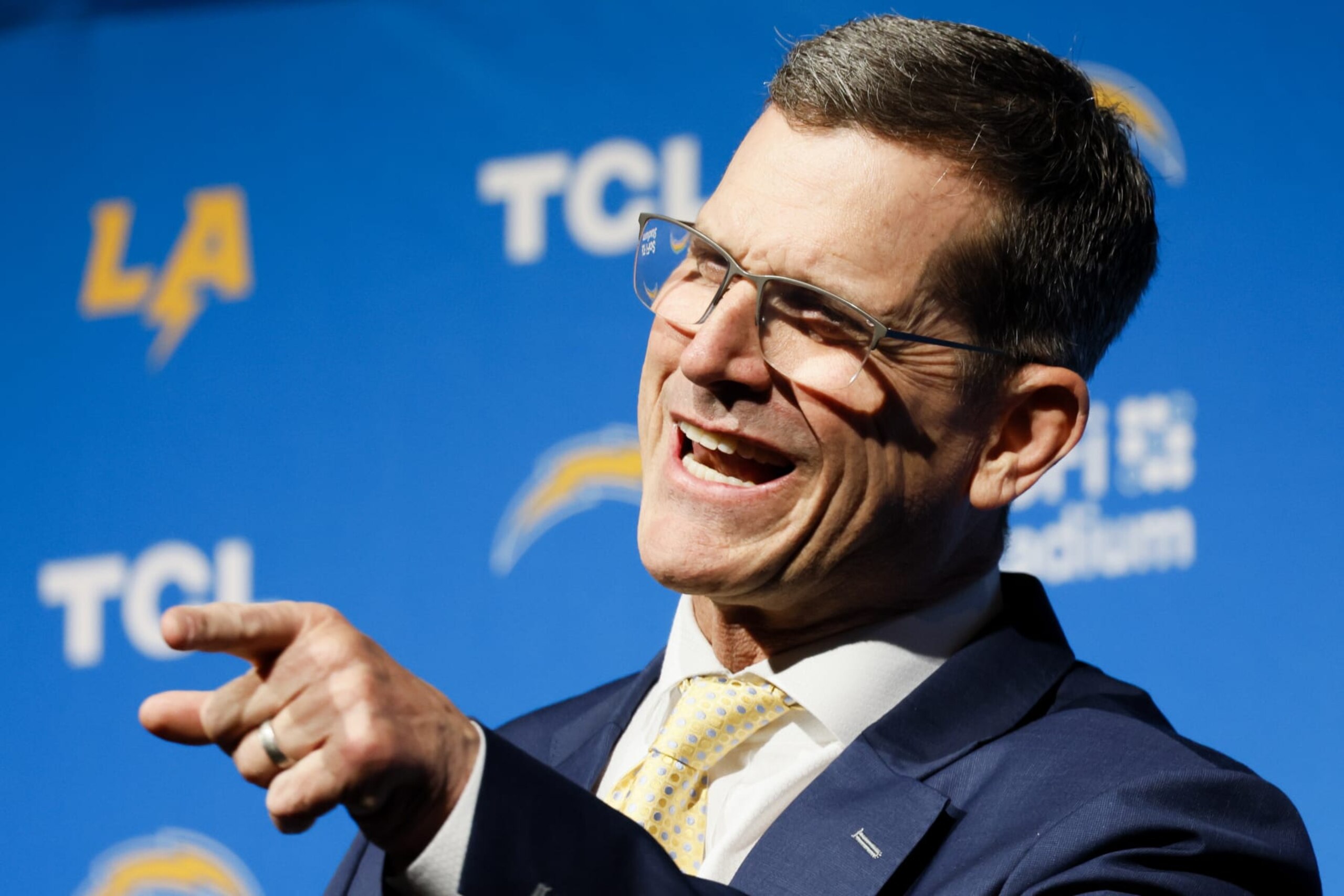 Chargers head coach Jim Harbaugh
