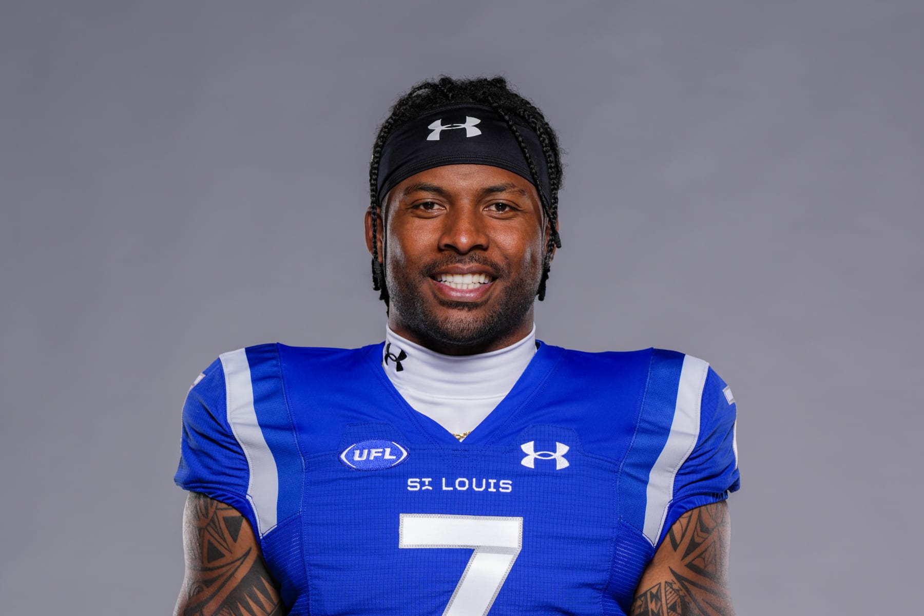 ARLINGTON, TEXAS - MARCH 07: Pita Taumoepenu #7 of the St. Louis Battlehawks poses for a portrait on March 07, 2024 in Arlington, Texas.  (Photo by Fox Sports/UFL/Getty Images)